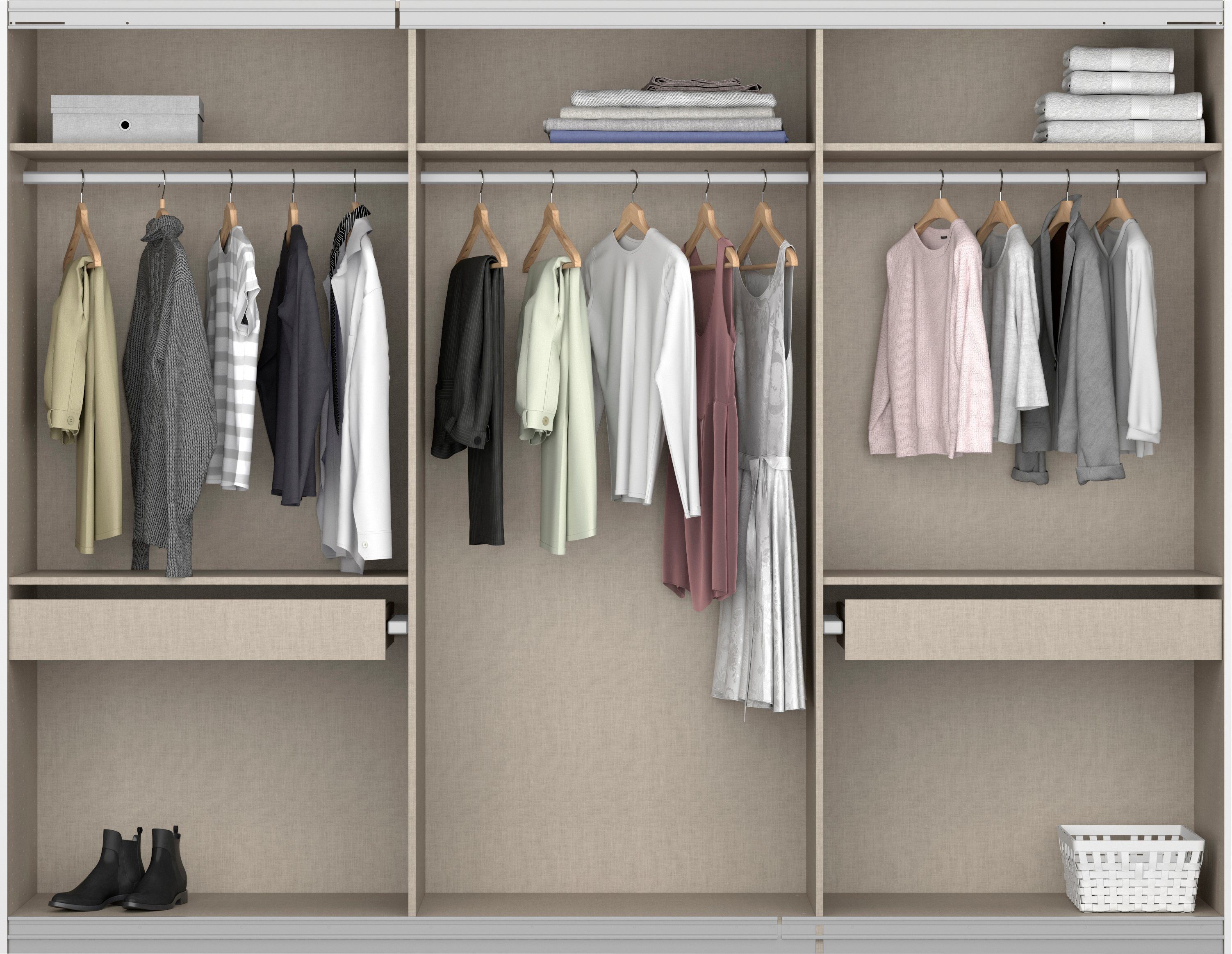 rauch Zweefdeurkast Kledingkast kast garderobe KOLUNA met decor-front inclusief 2 binnenladen en extra legplanken made in germany