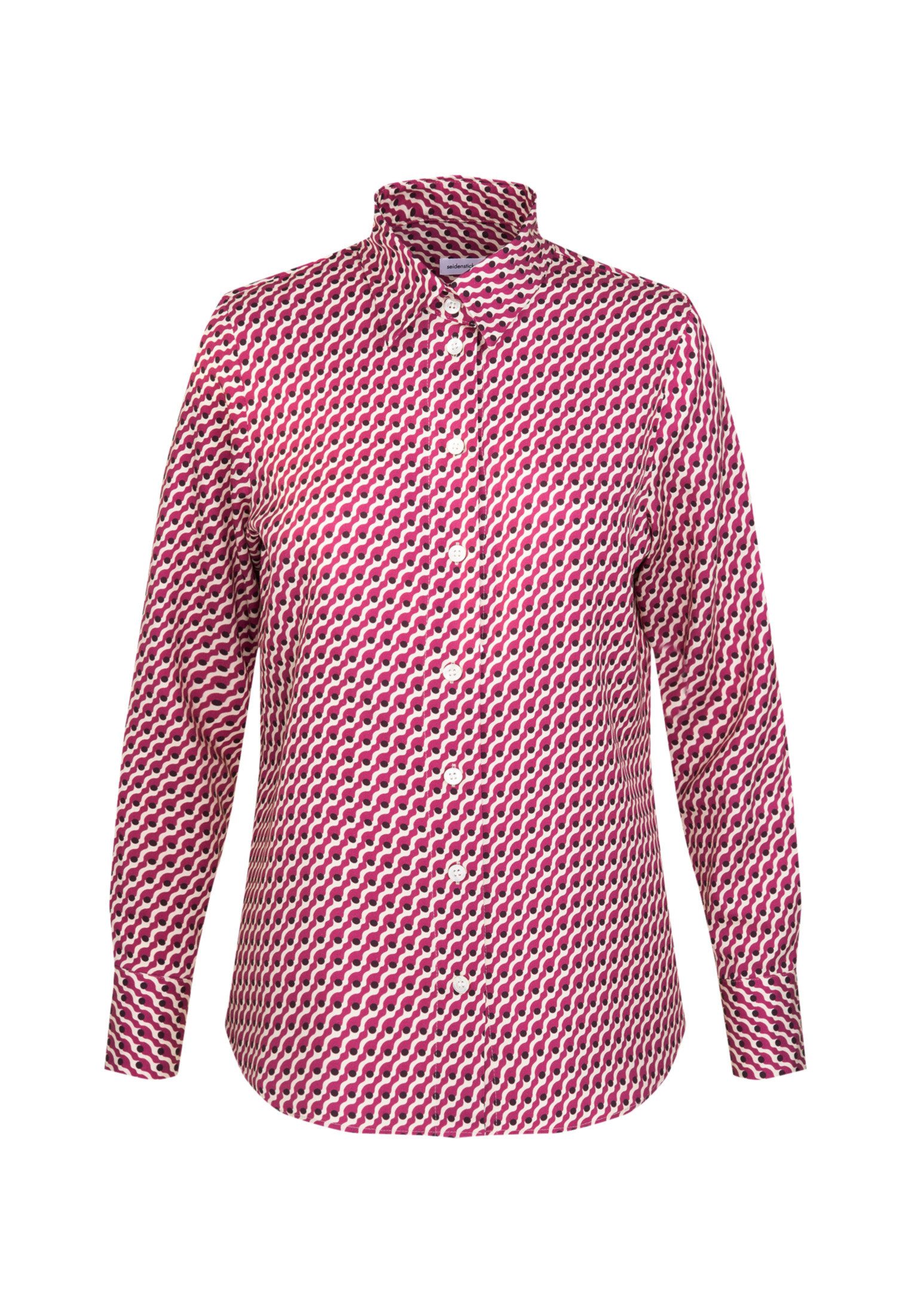 seidensticker Overhemdblouse Zwarte roos Lange mouwen kraag print