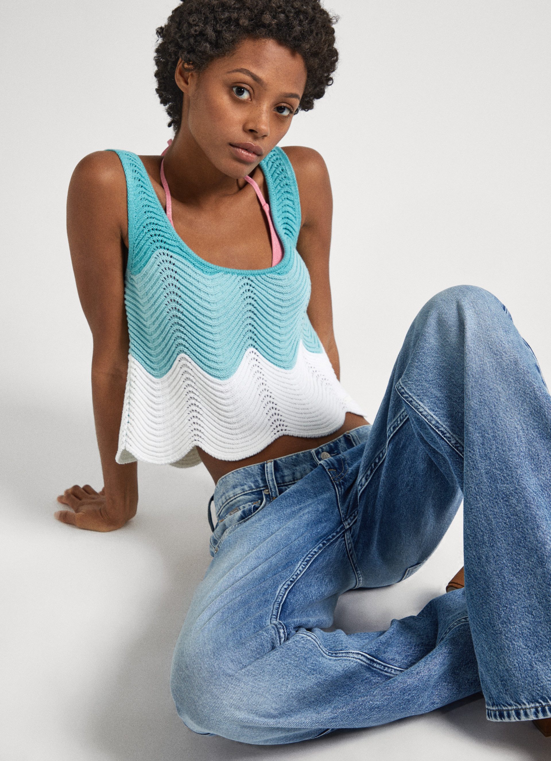 Pepe Jeans Gebreide top GALEA met schulpzoom