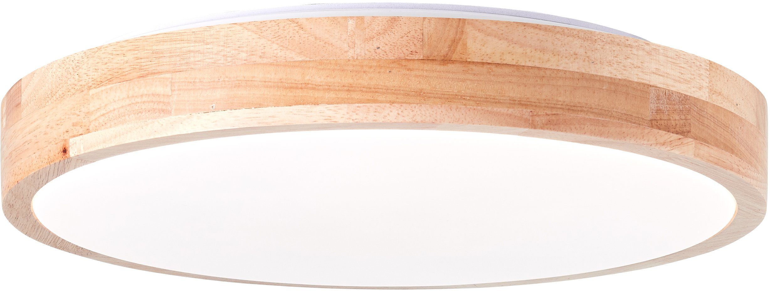 Brilliant Leuchten Led-plafondlamp SLIMLINE Ø 34 cm, CCT, 1300 lm, metaal/hout/kunststof, hout licht/wit (1 stuk)
