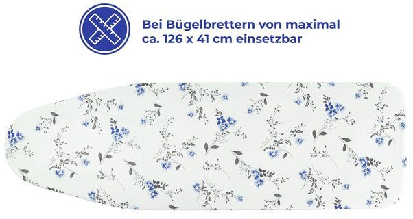 Maximex Strijkplankhoes Keramiek M floraal Strijktafelhoes met hitte-reflectie en padding, tot 126 x 41 cm