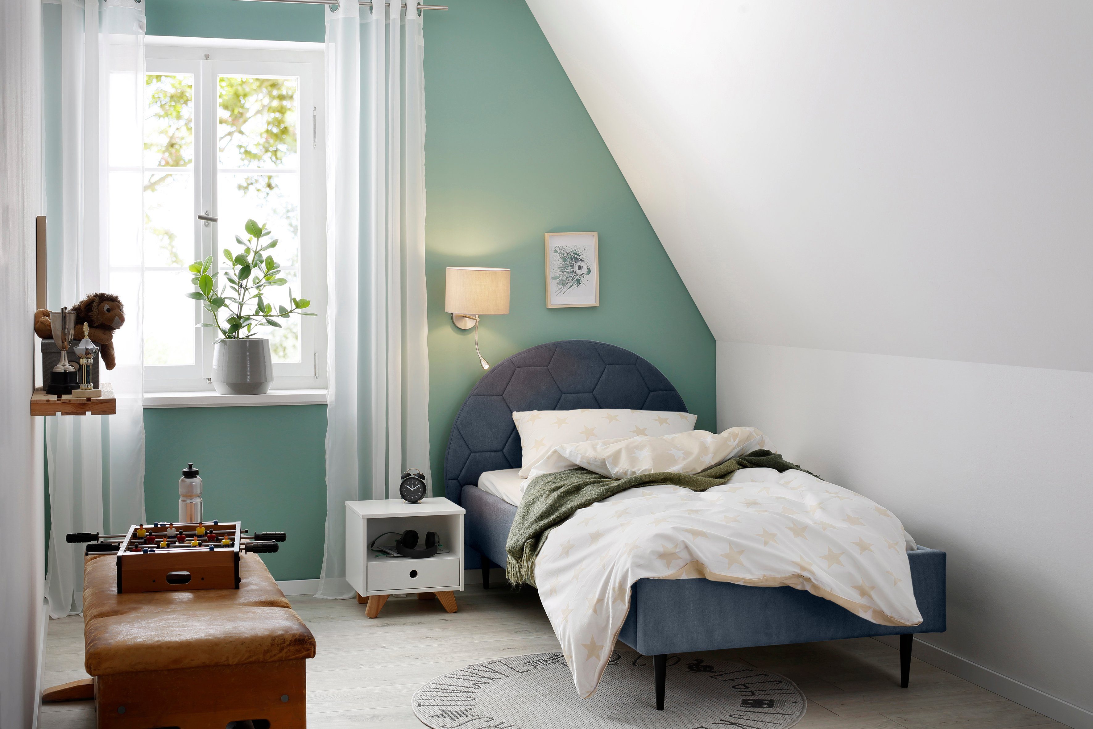 Lüttenhütt Gestoffeerd bed Gebko prettig bekleed hoofdbord met decoratief honingraatmotief