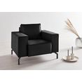 otto products fauteuil cilla naar keuze fijne structuurstof van gerecycled materiaal of semi-anilineleer: duurzaam premium-leer met olijfbladlooiing zwart