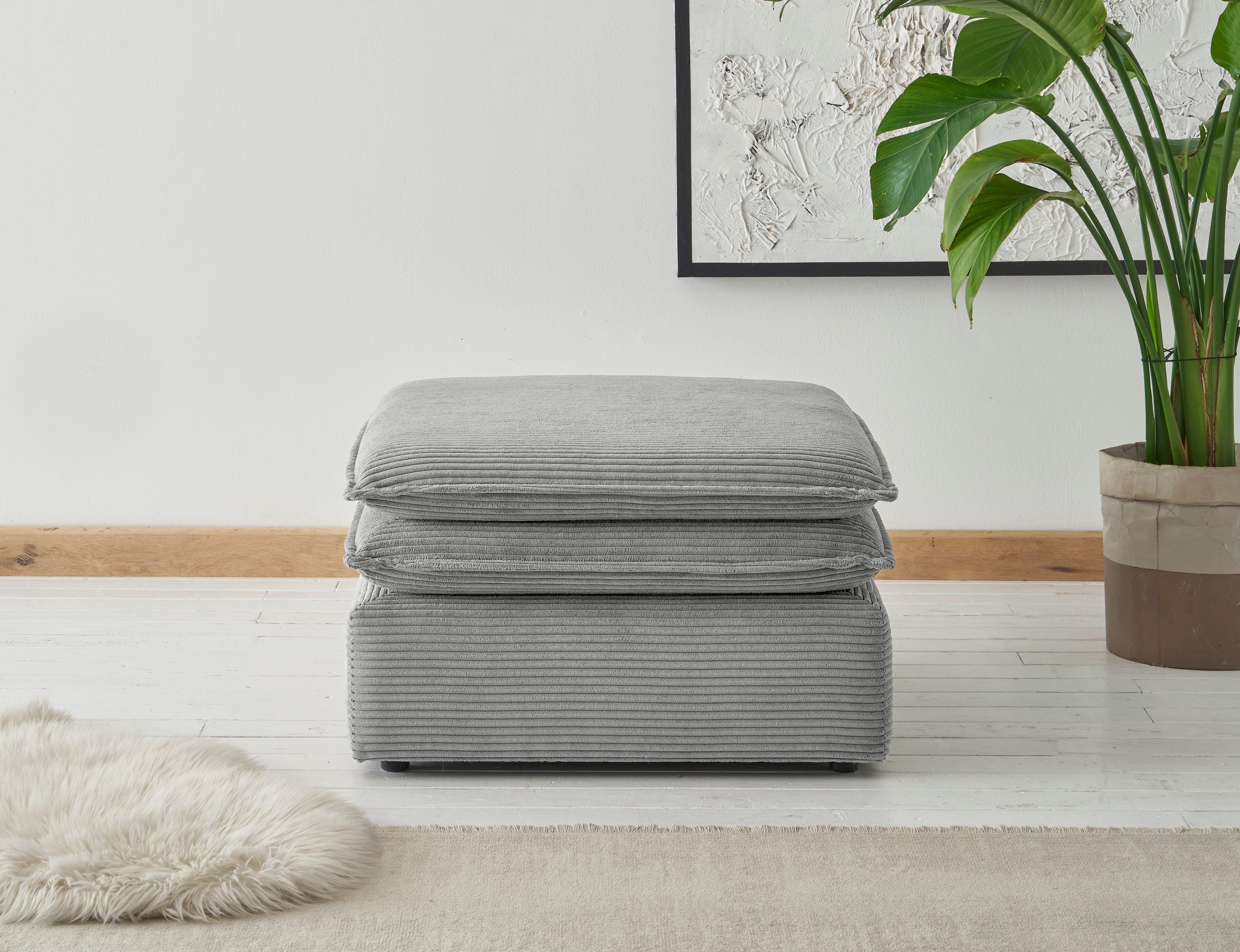 Places of Style Hocker PIAGGE Hoogwaardige cord, passend bij de fauteuil hockers grijs