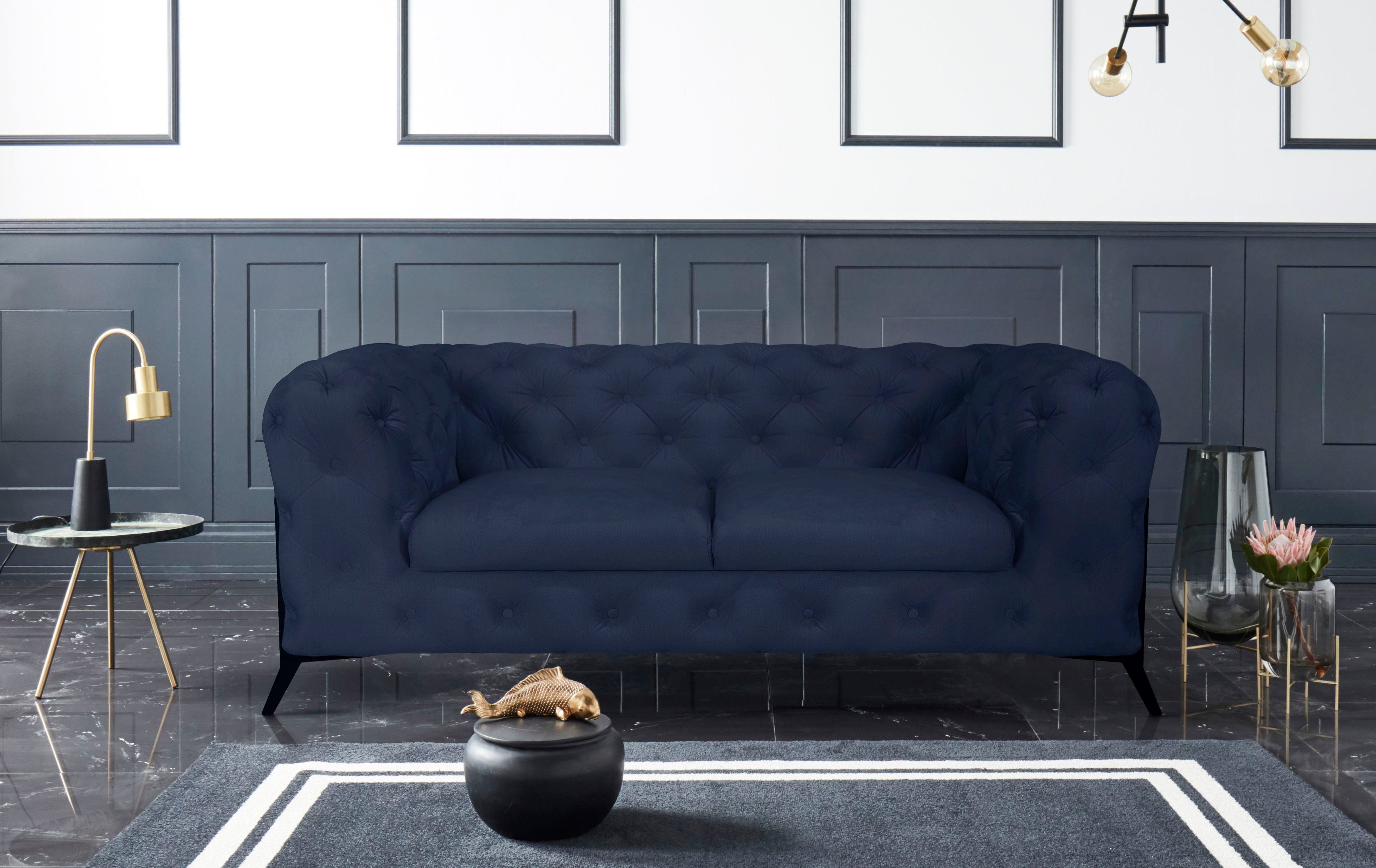 Leonique Chesterfield-bank Amaury luxueuze capitonnage, moderne chesterfield look, kleur van de poten ter keuze