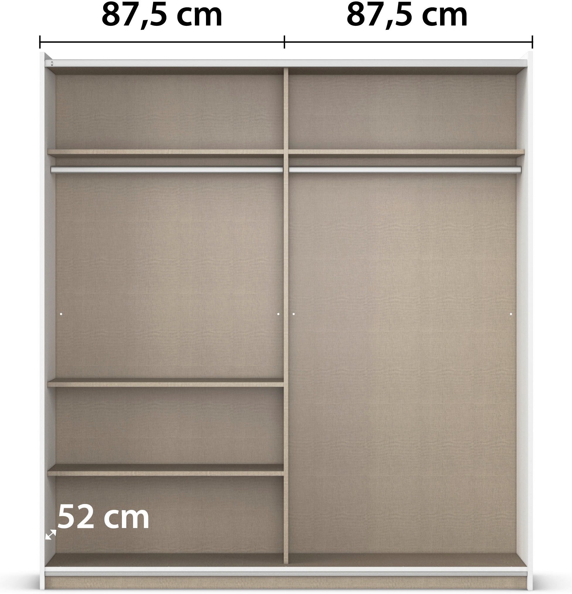 rauch Zweefdeurkast Kledingkast kast garderobe REFLECT inclusief praktische binneninrichting met veel opbergruimte made in germany
