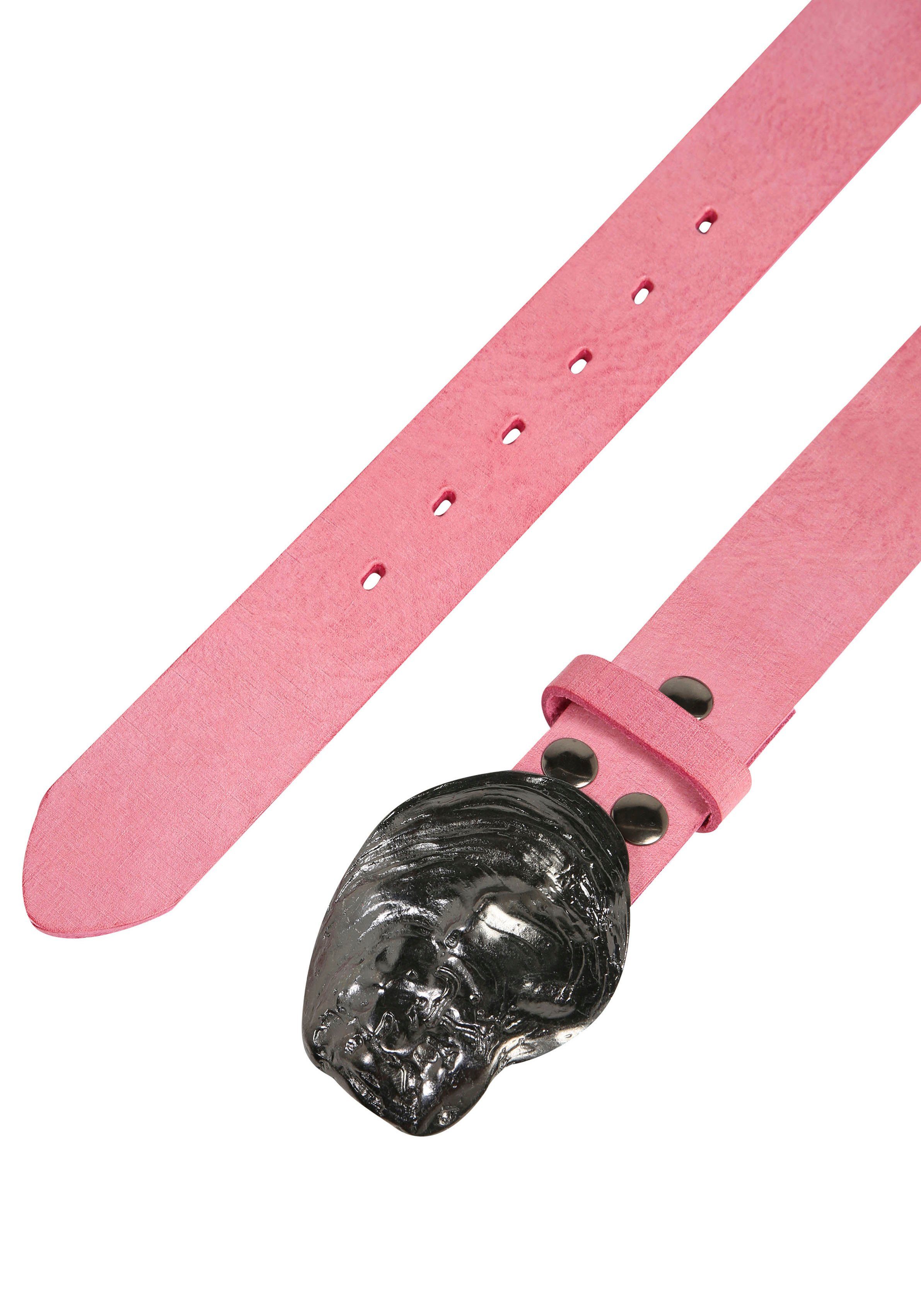 RETTUNGSRING by showroom 019° Leren riem met verwisselbare sluiting "oester schelp zwart"