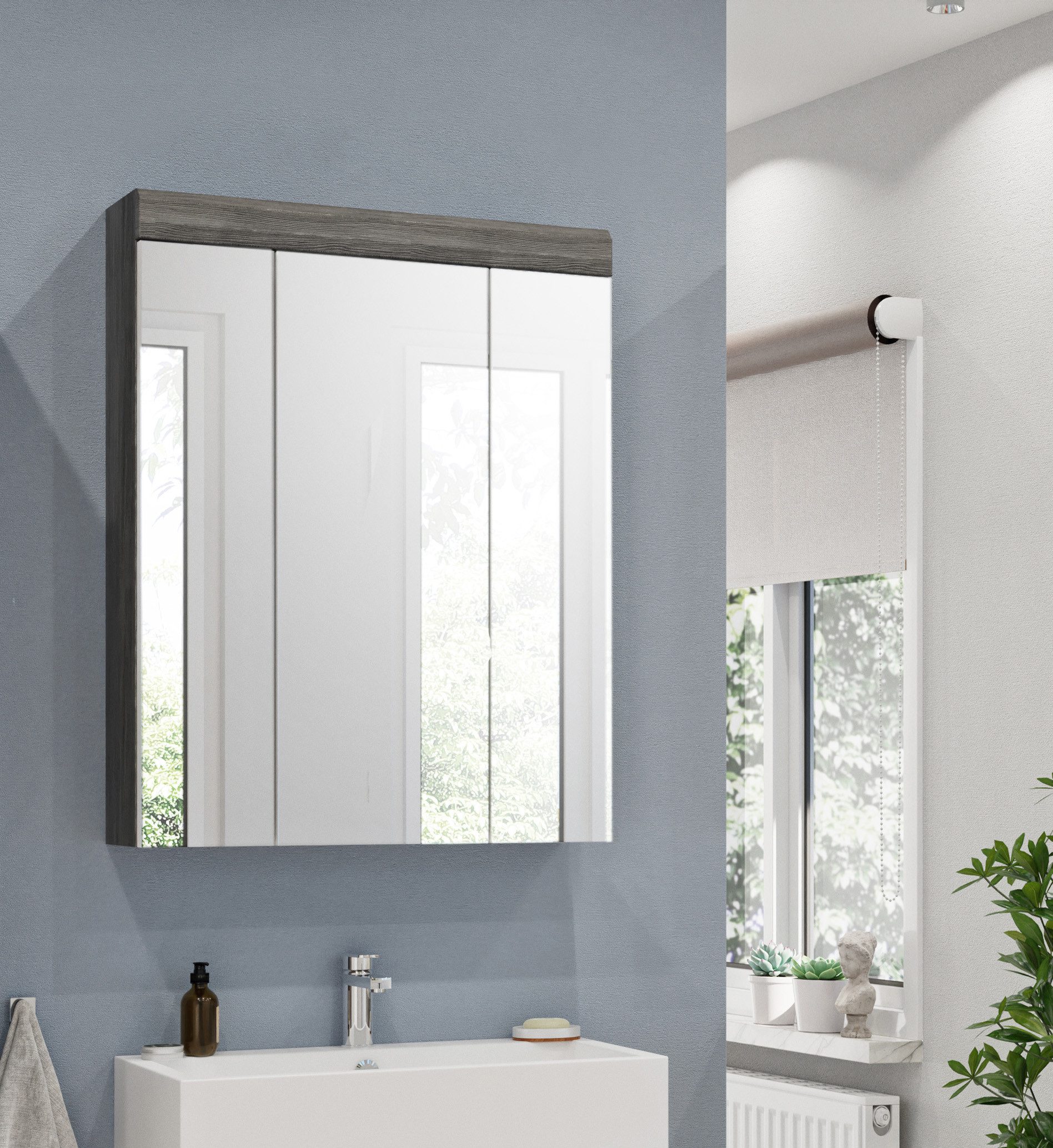 INOSIGN Badkamerspiegelkast Siena, breedte 60 cm, 3 spiegelt deuren, 9 vakken, 6 legplanken in verschillende kleuren verkrijgbaar, badkamermeubels, spiegel, badkamerkast, badkamer