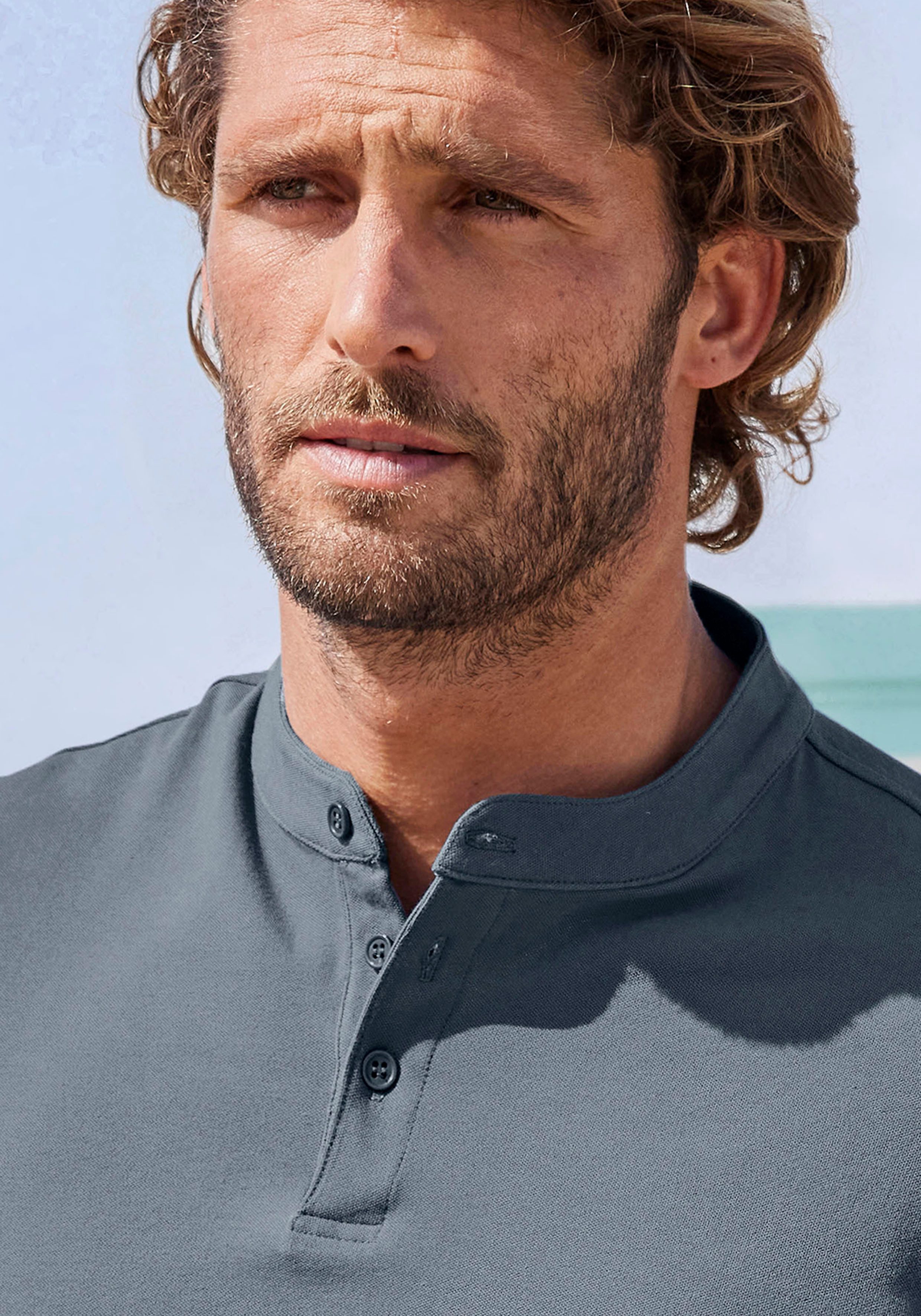 John Devin Poloshirt Met opstaande kraag Regular-Fit, van katoen-piqué