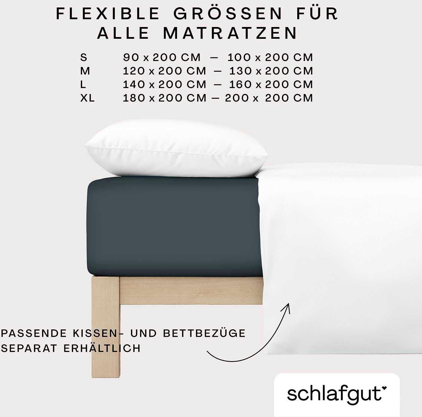 Schlafgut Hoeslaken CASUAL o.a. in maat 90x200, 140x200 of 180x200 cm, 100% biologisch katoen Dekbedovertrek voor matrassen tot 25 cm hoogte, betrouwbaar, duurzaam, zacht (1 stuk)