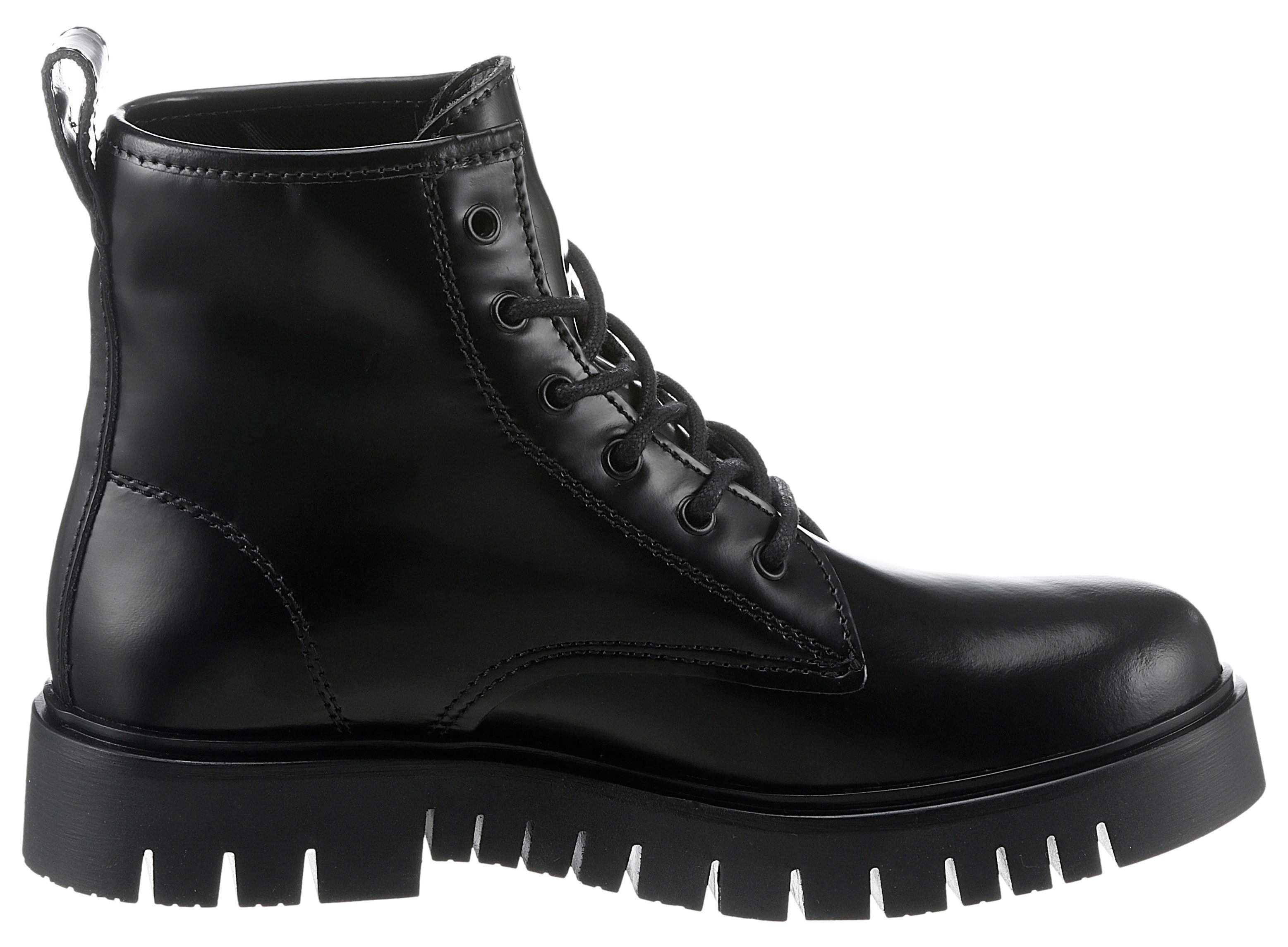 TOMMY JEANS Veterschoenen TJW LACE UP BOOT blokhak, plateau, veterschoen, chunky boots, logo-applicatie