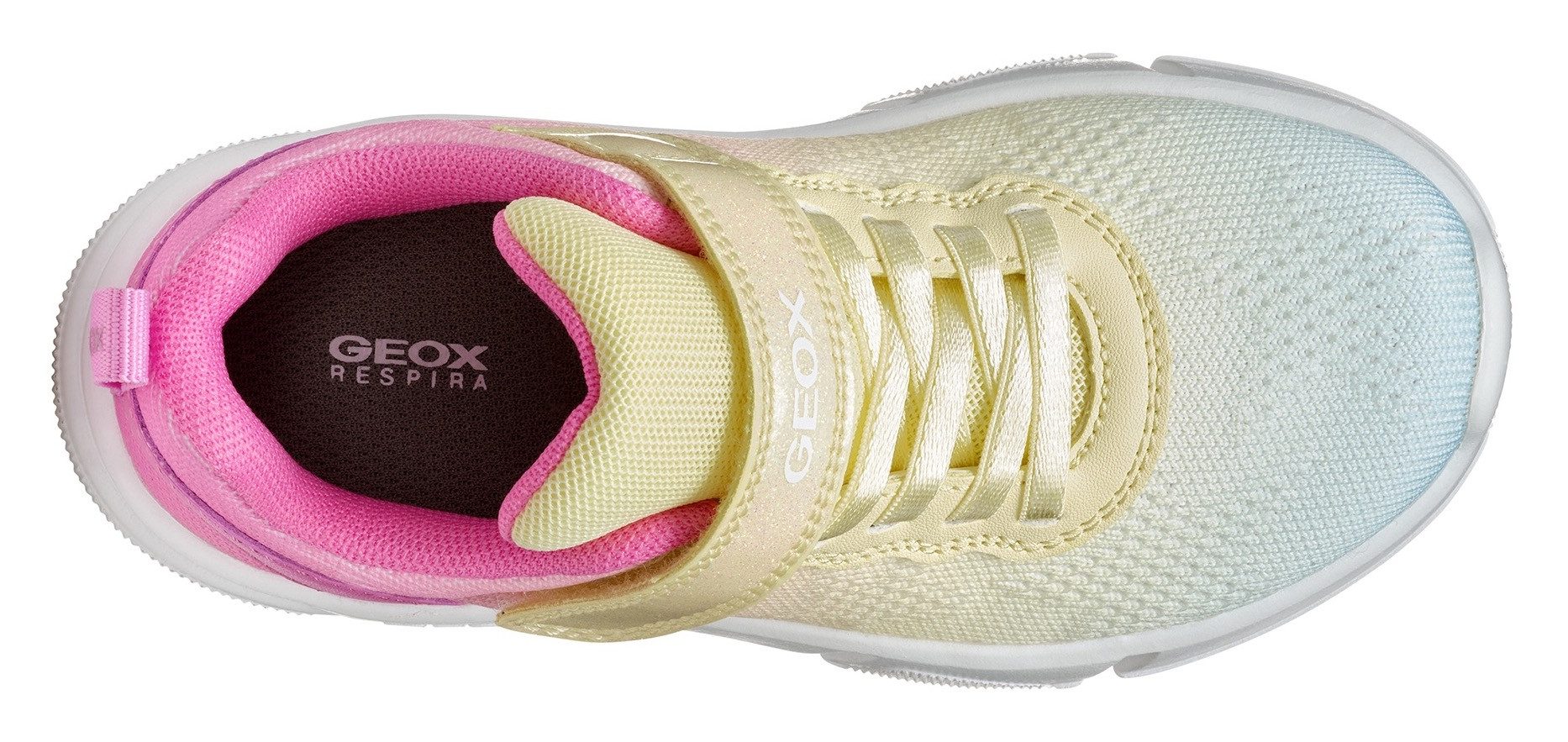 Geox Sneakers J ARIL GIRL , knitwear sneaker, klittenbandschoen met glinsterende klittenband