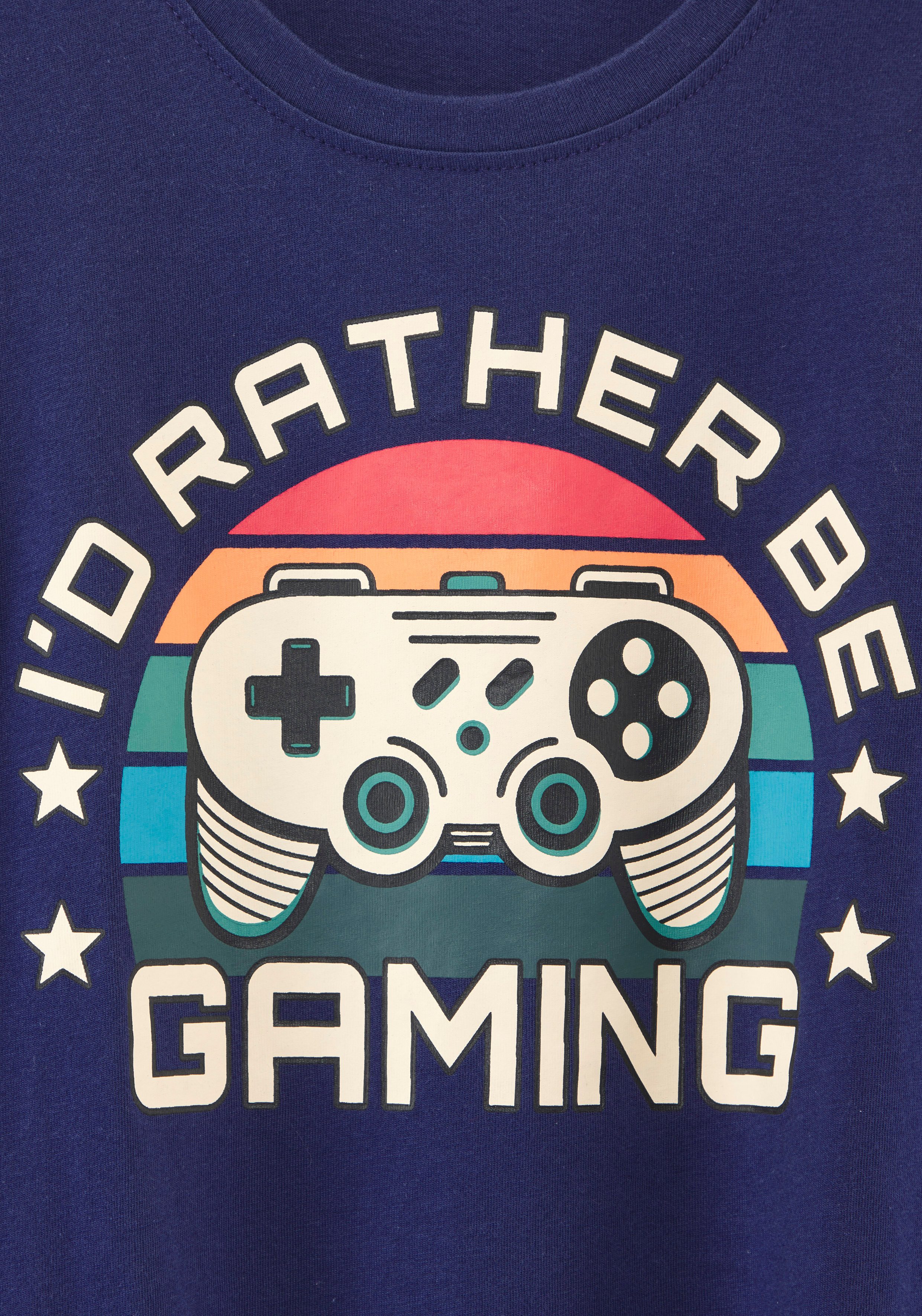 AUTHENTIC LE JOGGER Pyjama met grote gaming-print vooraan (set, 2-delig, 1 stuk)