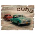 artland artprint op hout cuba - de taxi (1 stuk) bruin