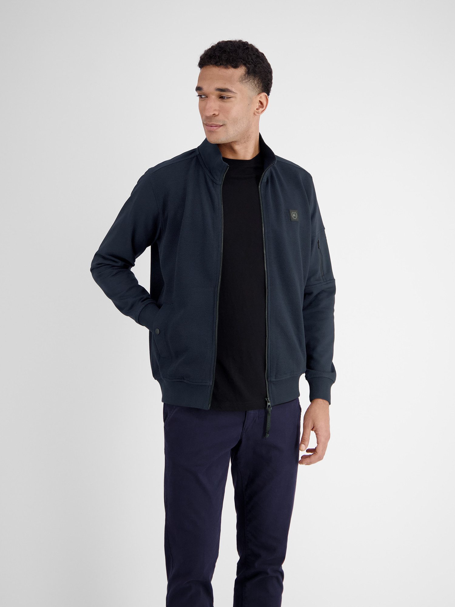 Lerros Sweatvest LERROS heren sweatshirt jack in structuur-katoenkwaliteit