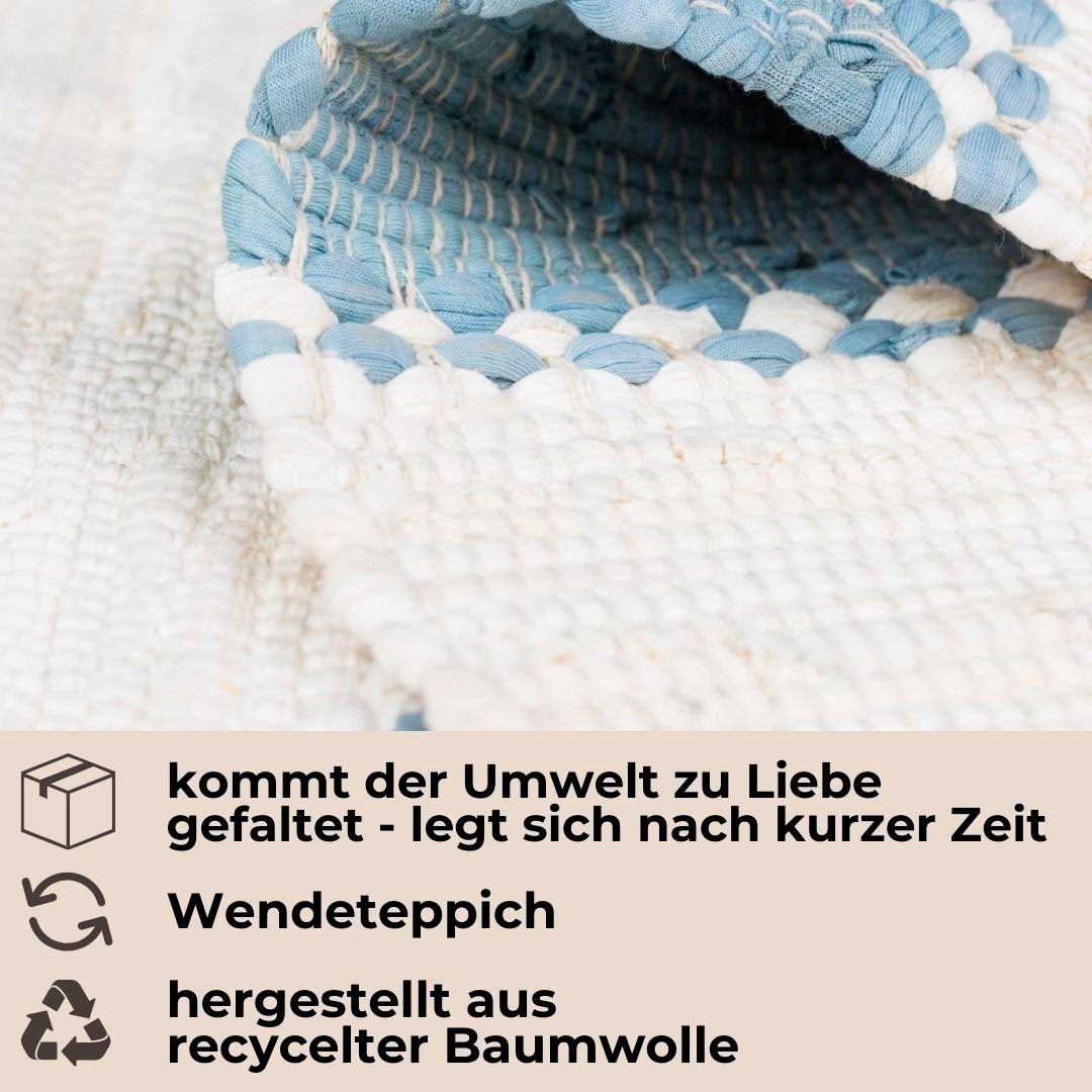 my home Vloerkleed Benja Handgeweven tapijt, gestreept, 90% katoen, handgeweven, met franjes