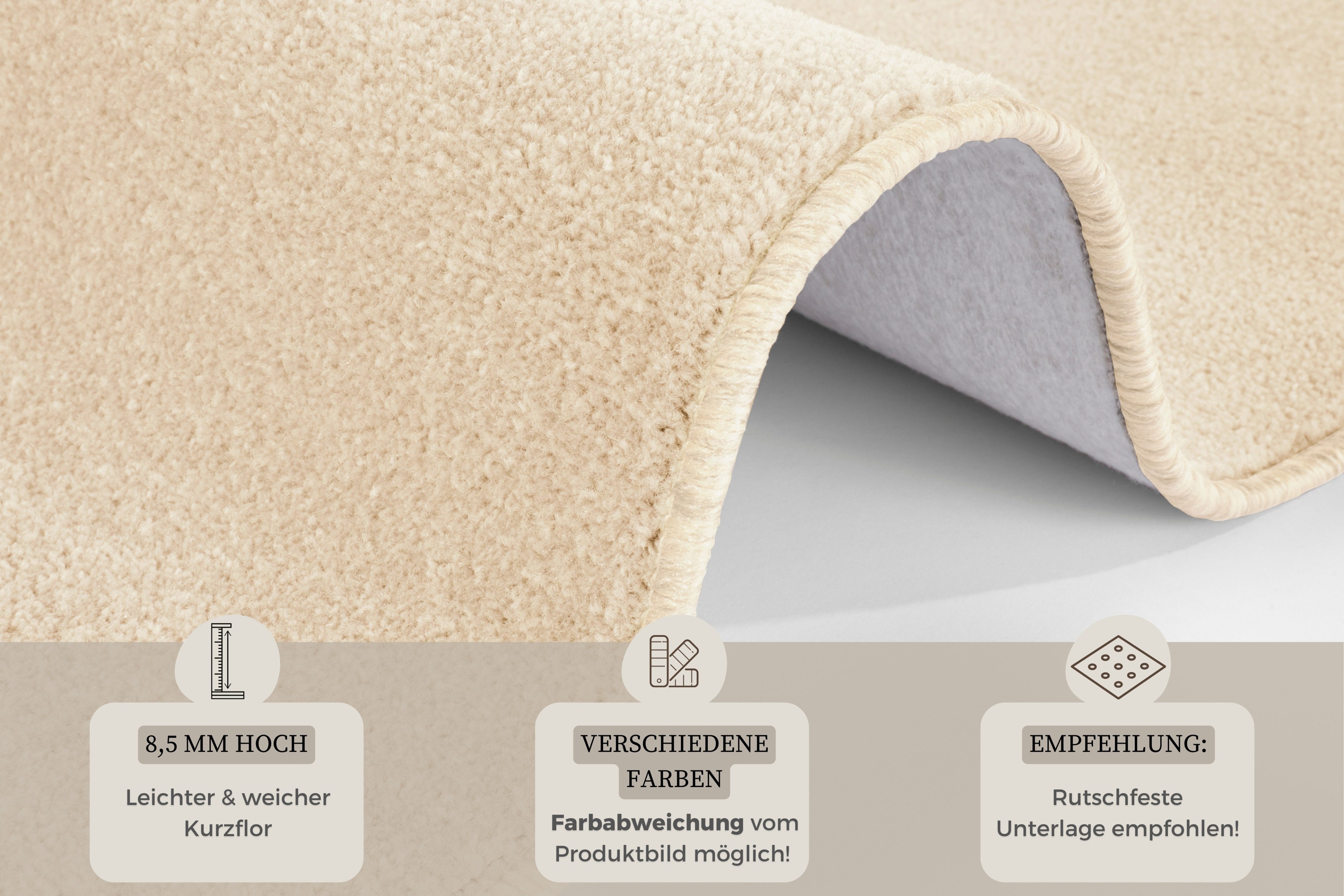 HANSE Home Set slaapkamerkleedjes Shashi Korte pool, unikleur, vloerkleed, bedloper, slaapkamerkleed, loper