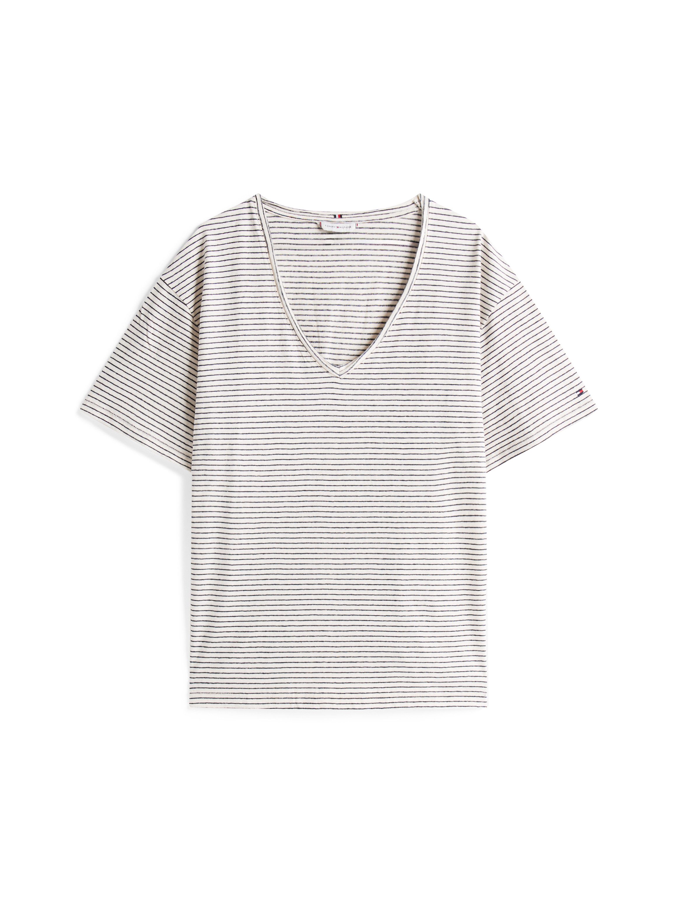 Tommy Hilfiger Curve Shirt met V-hals CRV MODERN CO LINEN V-NK SS