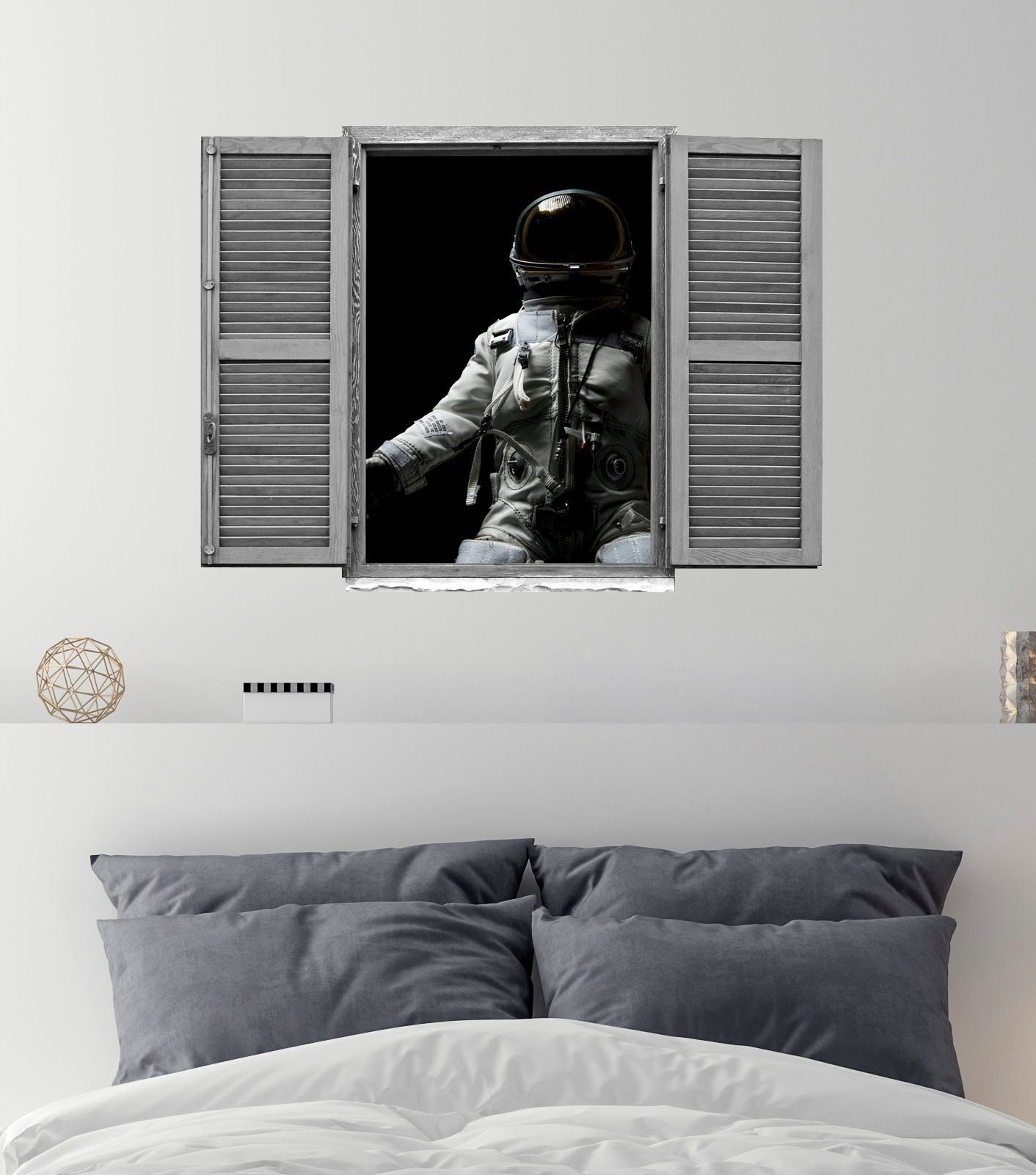queence Wandfolie Astronaut Muursticker, muurdecoratie, zelfklevend, 3D, raam (1 stuk)