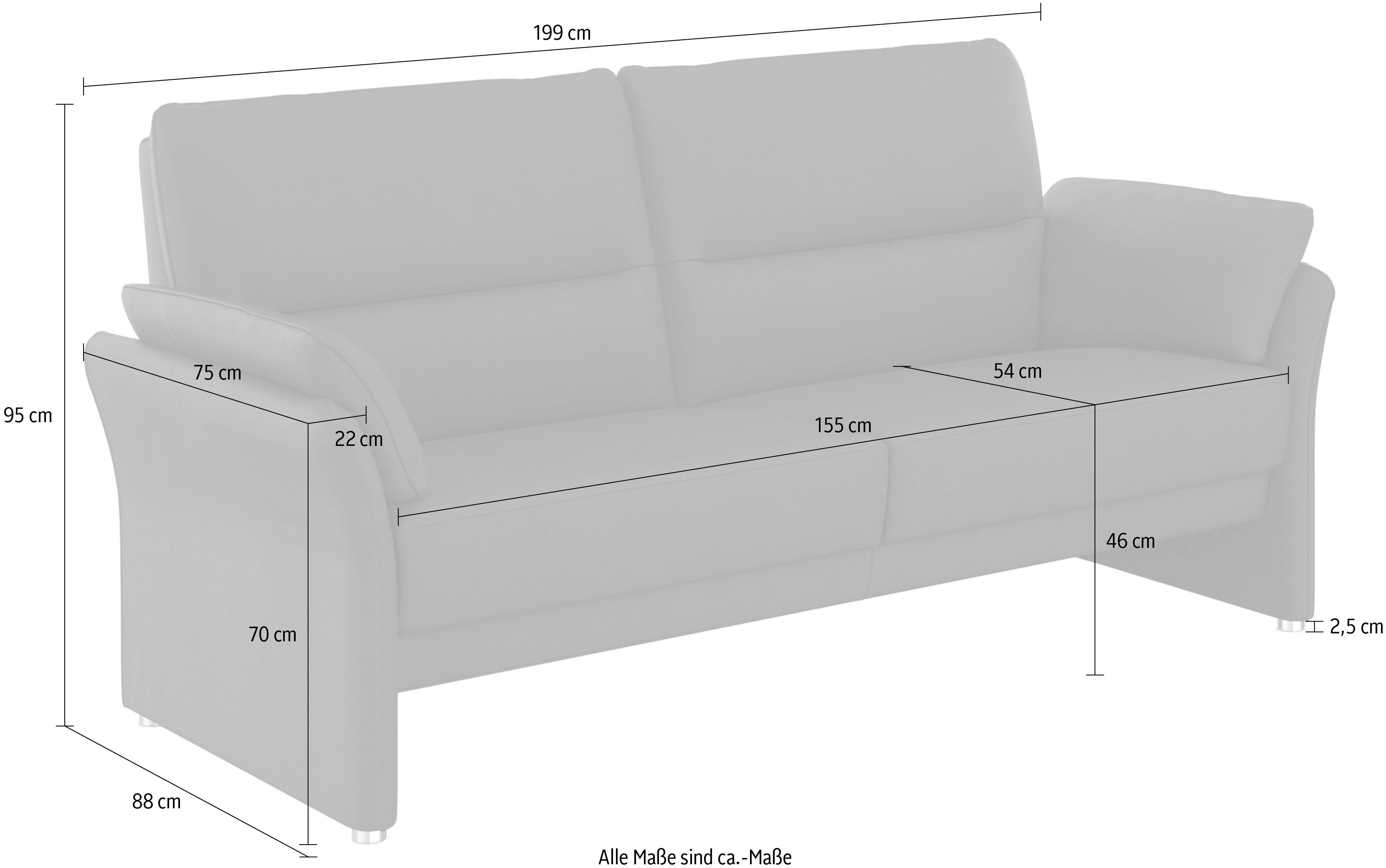 DOMO collection 2-zitsbank Pina met binnenvering, breedte 199 cm
