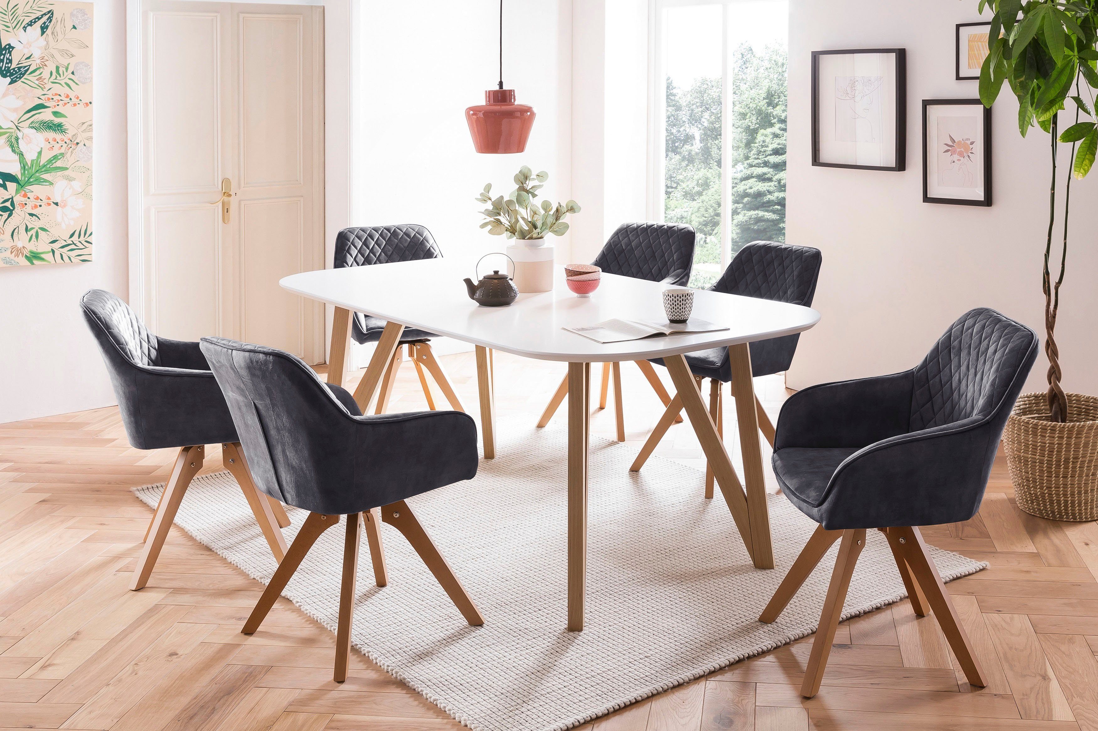 SalesFever Eettafel Haarspeldpoten van massief eiken