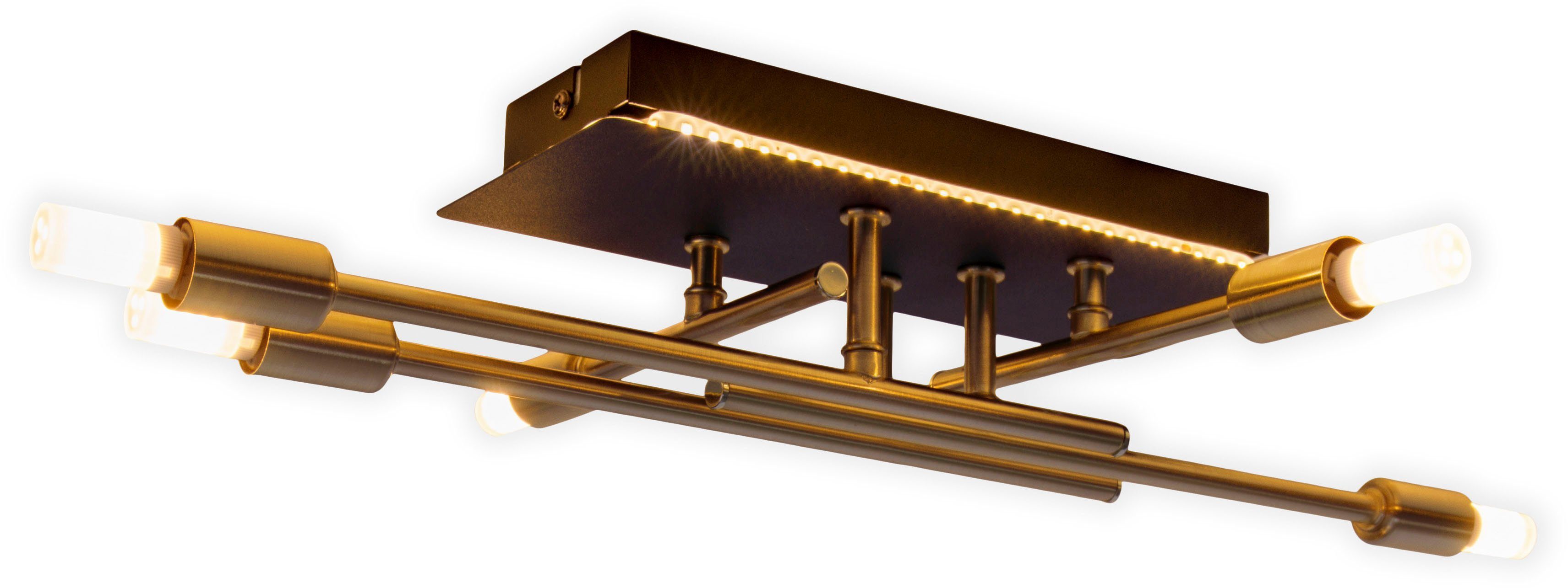 näve Led-plafondlamp ANCONA zwart/goudkleur, met led backlight lichtkleur warmwit, excl. 5x g9 (1 stuk)