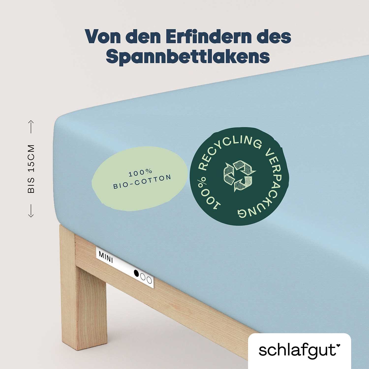 Schlafgut Hoeslaken Casual Mini Spannbettlaken voor kinderen, made in green by oeko-tex® (1 stuk)