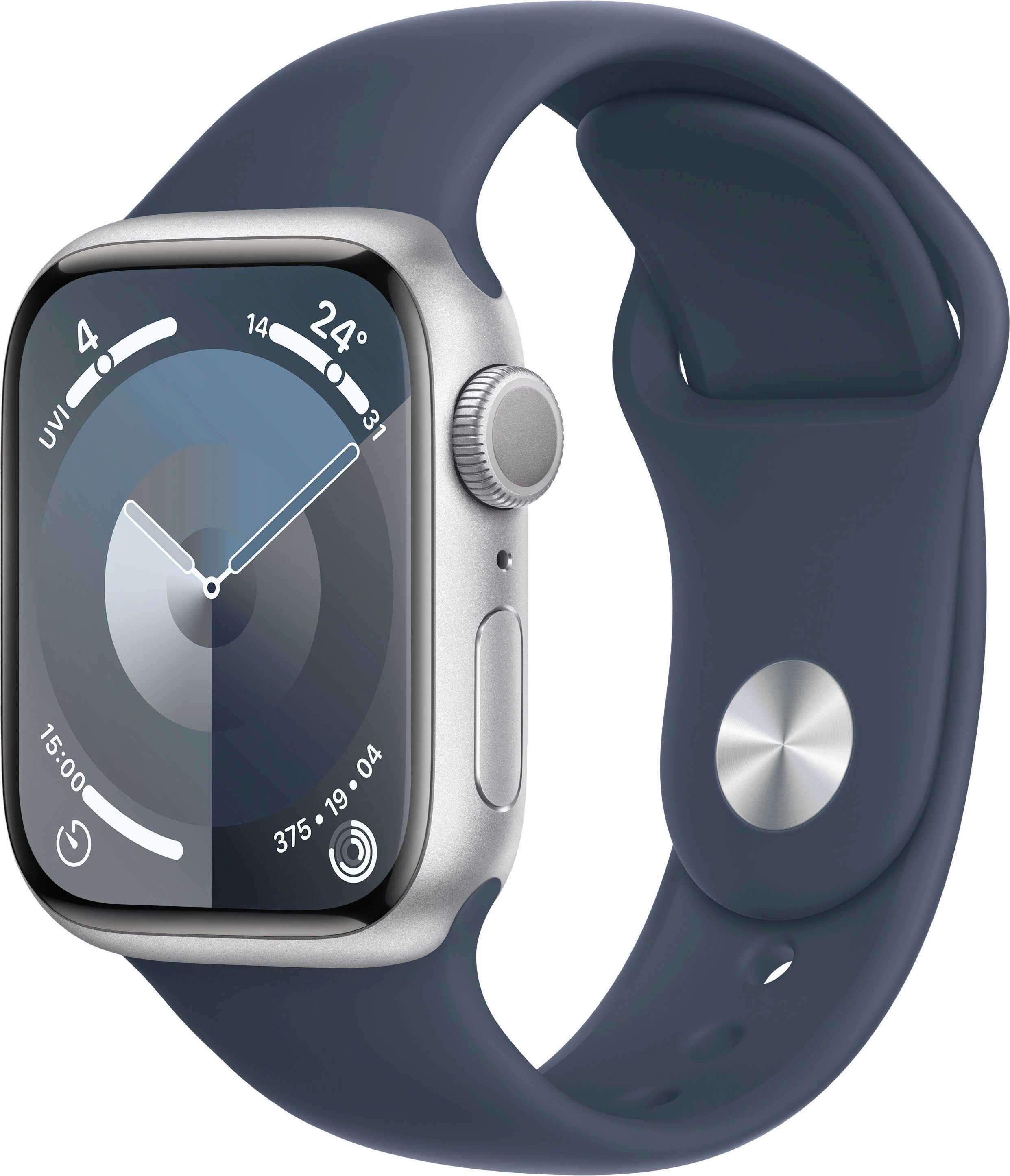 apple smartwatch watch series 9 gps aluminium 41mm m-l zilver