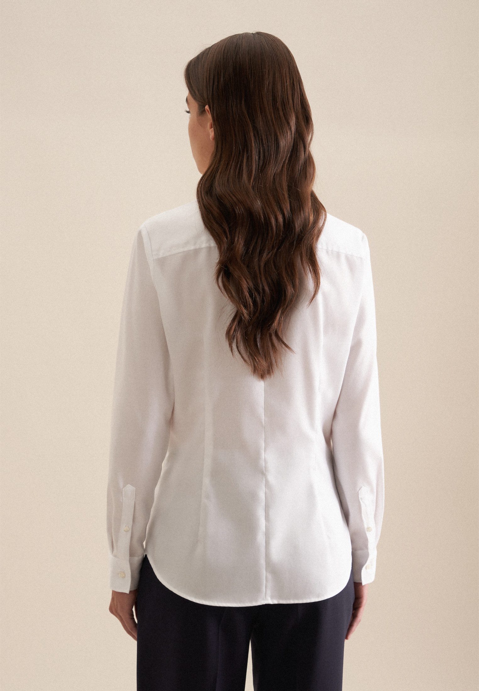 seidensticker Overhemdblouse Zwarte roos Lange mouwen kraag uni
