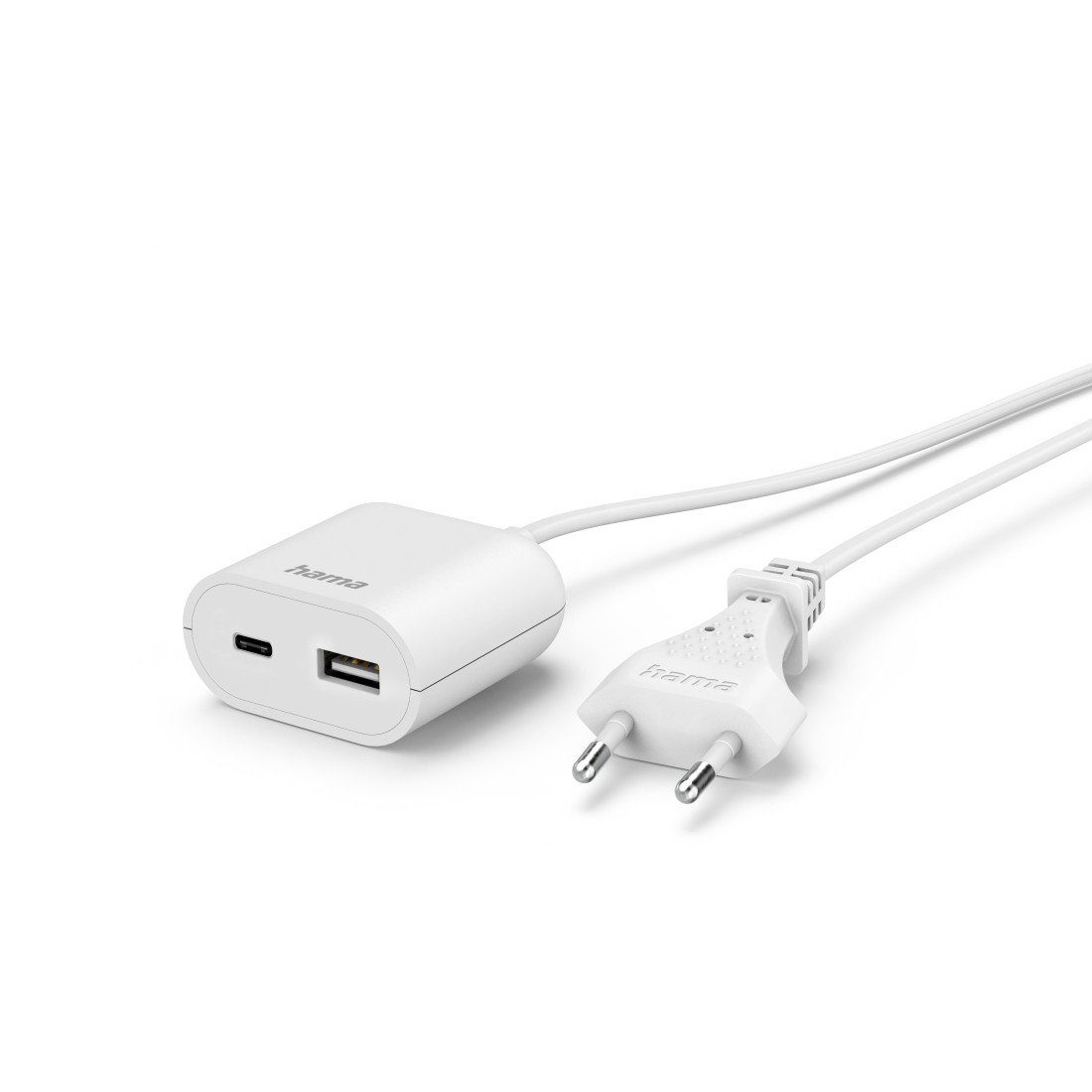 Hama USB-oplader USB voeding met 1,9 m lange kabel, 3,5A, 1x USB A, 1x USB C, wit