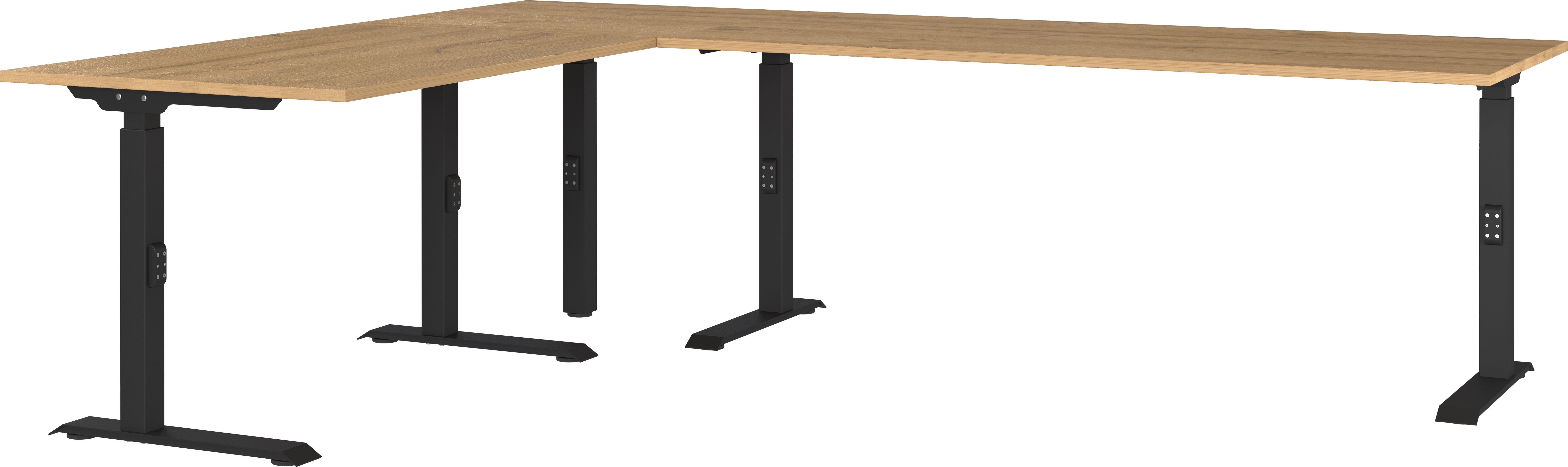 GERMANIA Hoekbureau GW-Agenda hoogte verstelbaar, beschikbaar in verschillende maten hoekbureaus maat 260 cm x 68 cm x 200 cm bruin