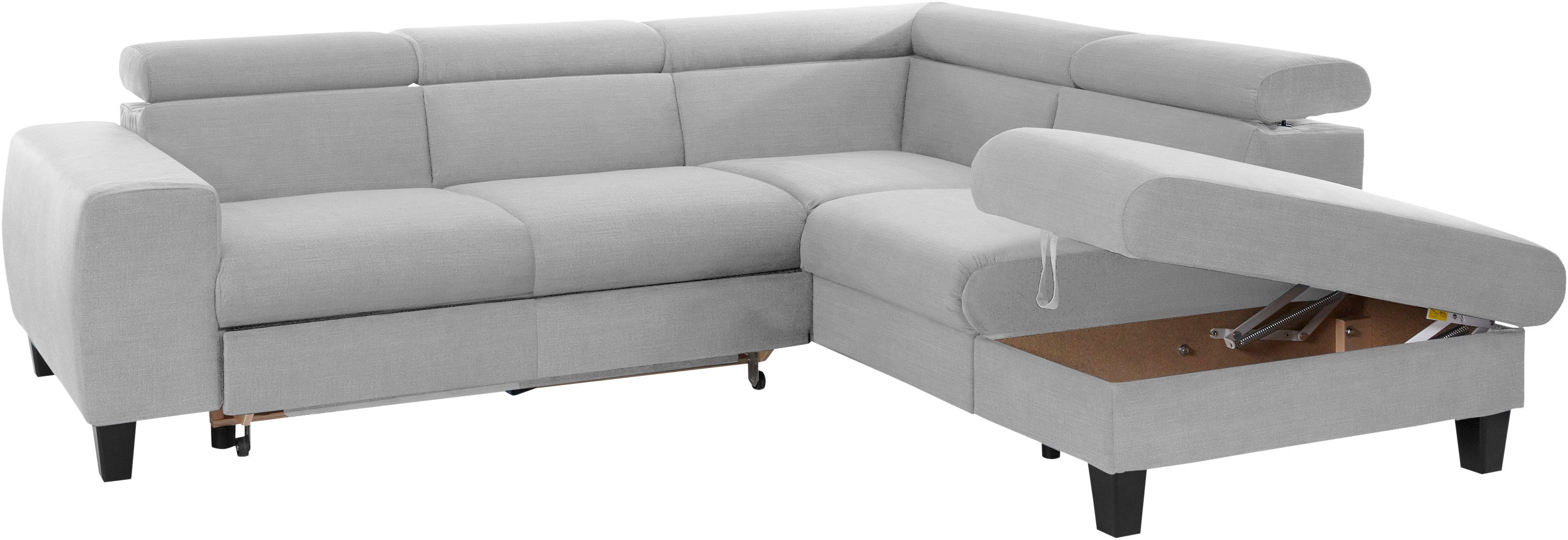 COTTA Hoekbank Morven L-vorm met hoofdeindeverstelling keuze met bedfunctie, bedlade & draadloze oplader
