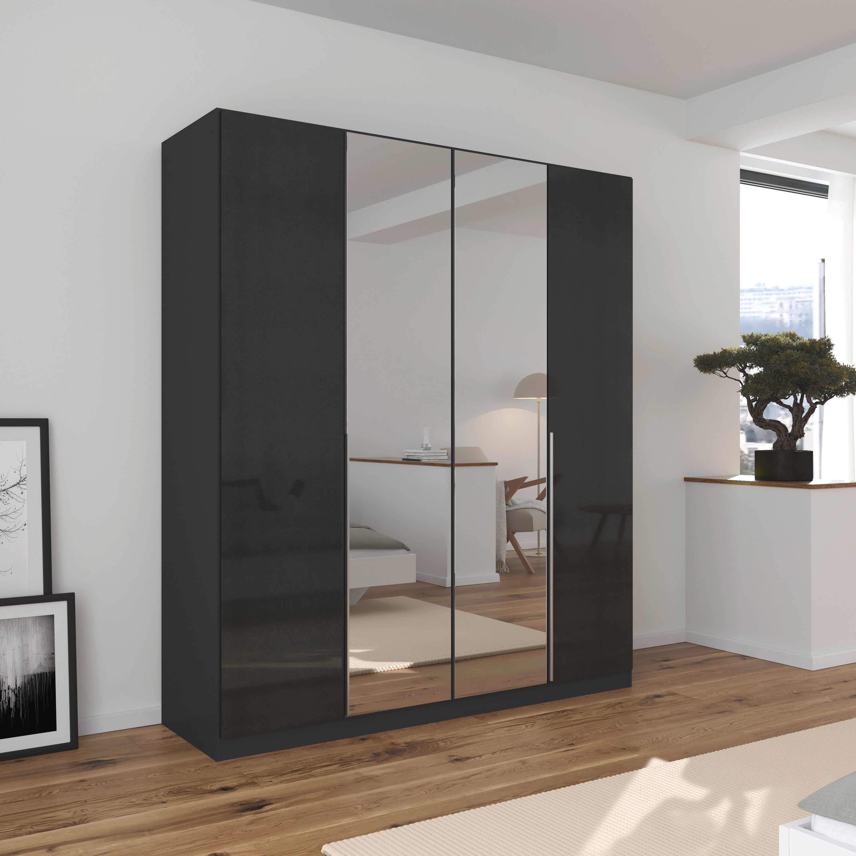 rauch Draaideurkast Kledingkast kast garderobe AGORDO met decor- of hoogglansfront doordachte binnenuitrusting, in 6 breedtes en 2 hoogtes made in germany