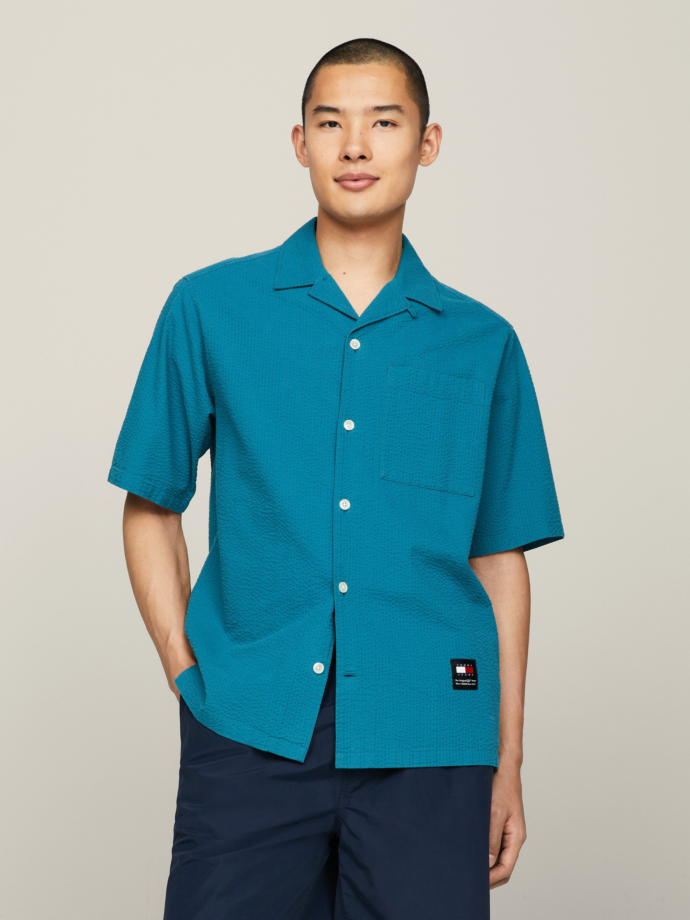 TOMMY JEANS Overhemd met korte mouwen TJM RLX SEERSUCKER CAMP SHIRT