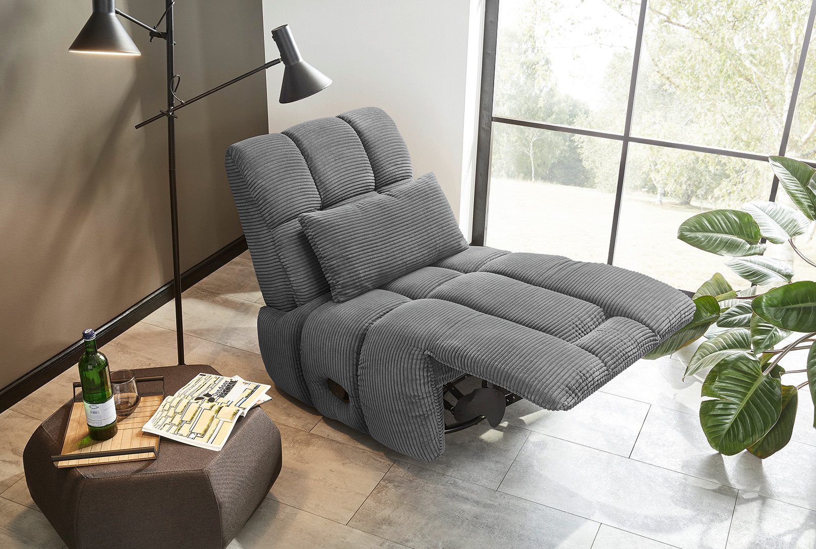 Jockenhöfer Gruppe Relaxfauteuil Doncaster met draai-, schommel-, relax- en kantelfunctie, aangenaam zachte corduroystof