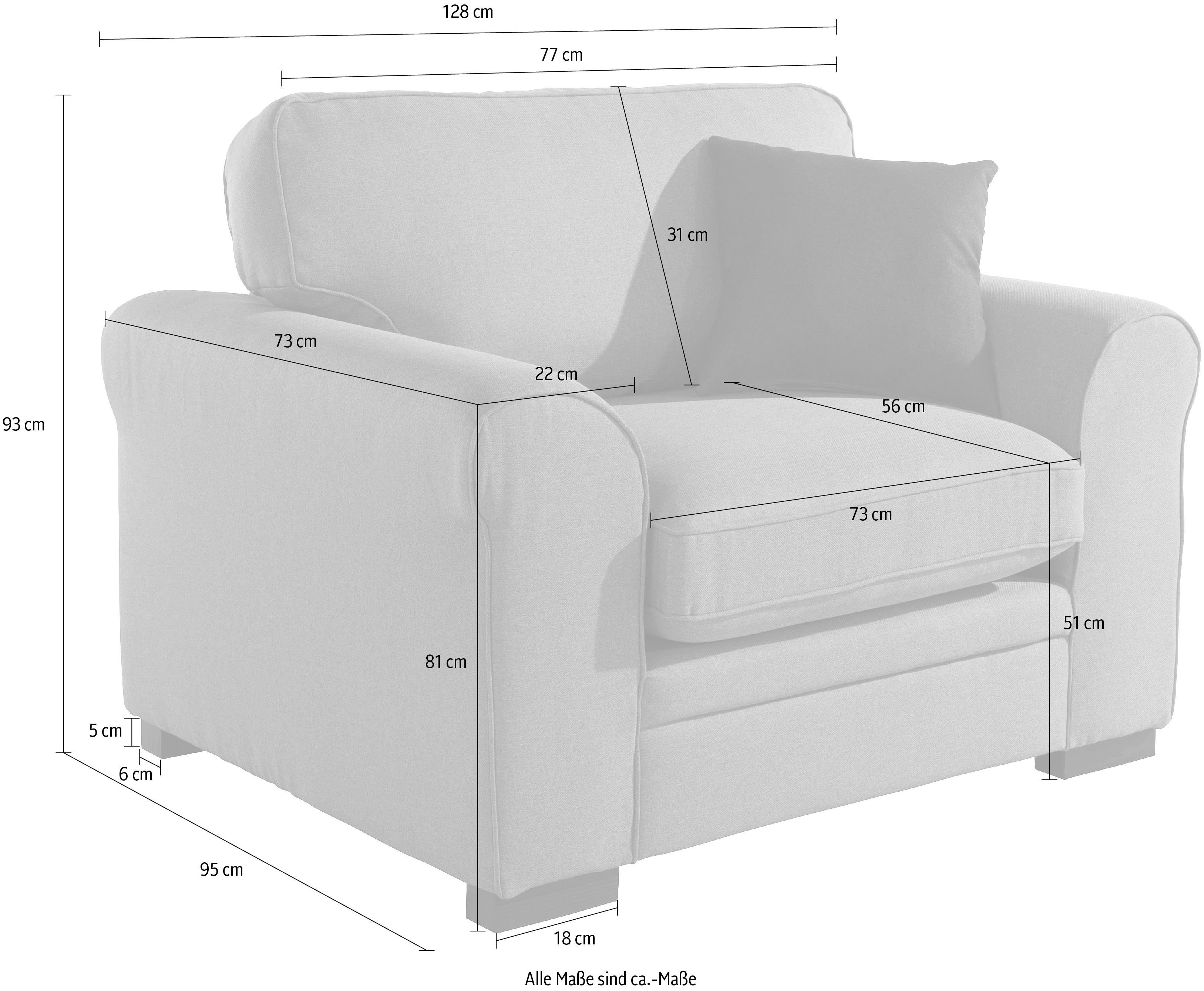 Home affaire Fauteuil Broughton zachte bekleding, passend bij de serie "broughton", in 3 soorten bekleding