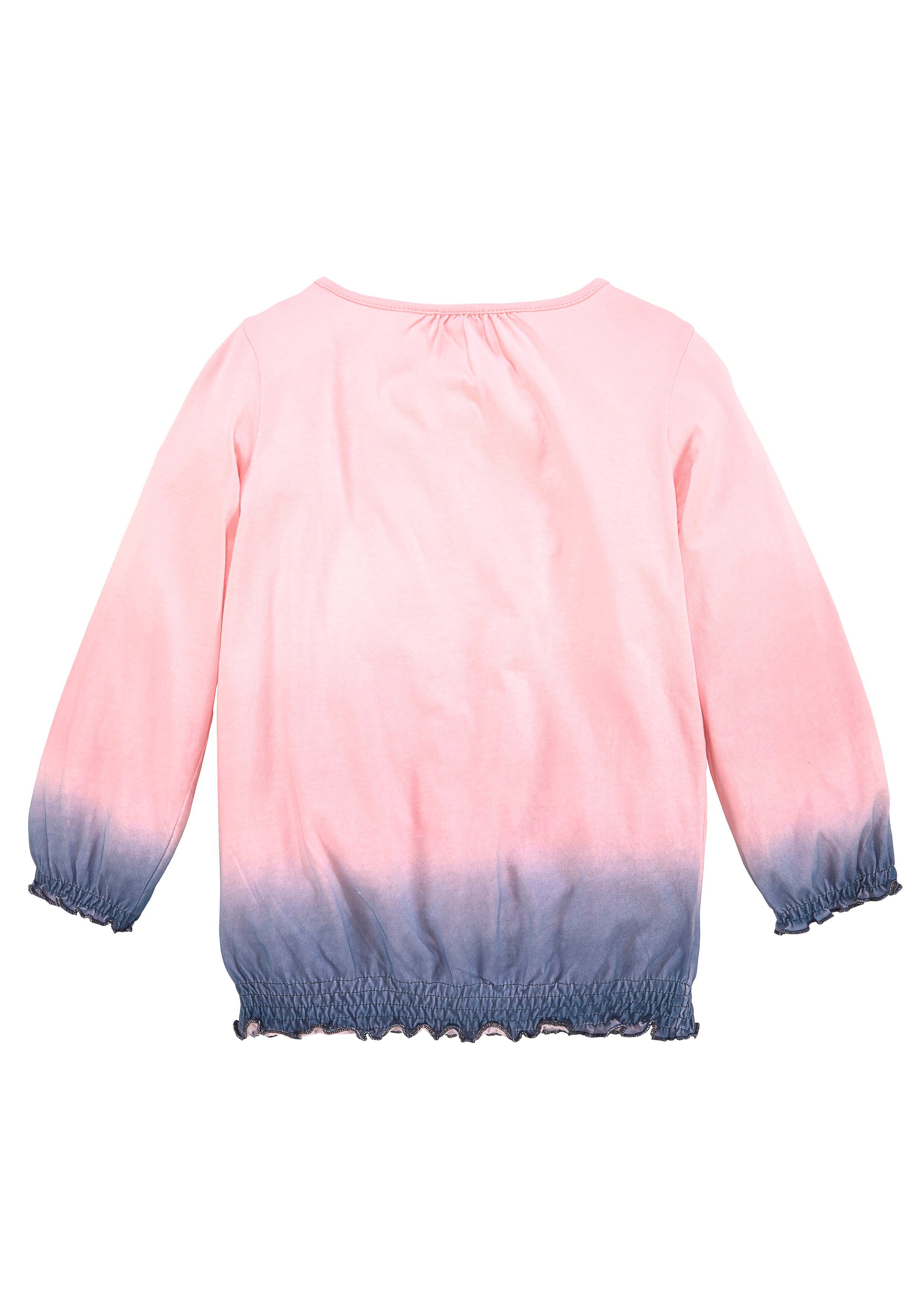 KangaROOS Shirt met 3/4-mouwen 3/4-mouw, heuplange pasvorm, batikpatroon, ronde hals