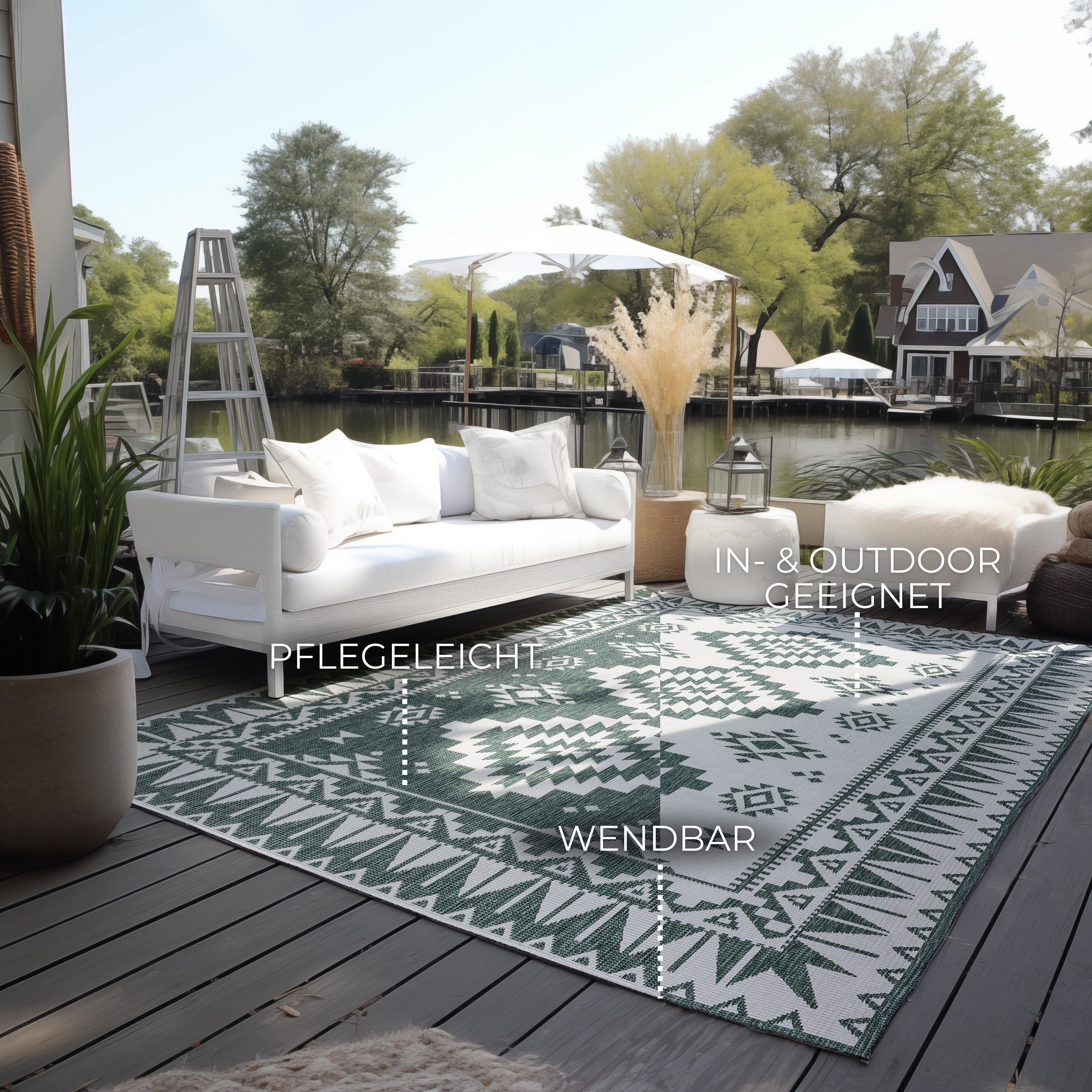 ELLE DECORATION Vloerkleed Dynamic, omkeerbaar tapijt Vlakweefsel, binnen- en buiten, modern, omkeerbaar, balkon, woonkamer, buiten