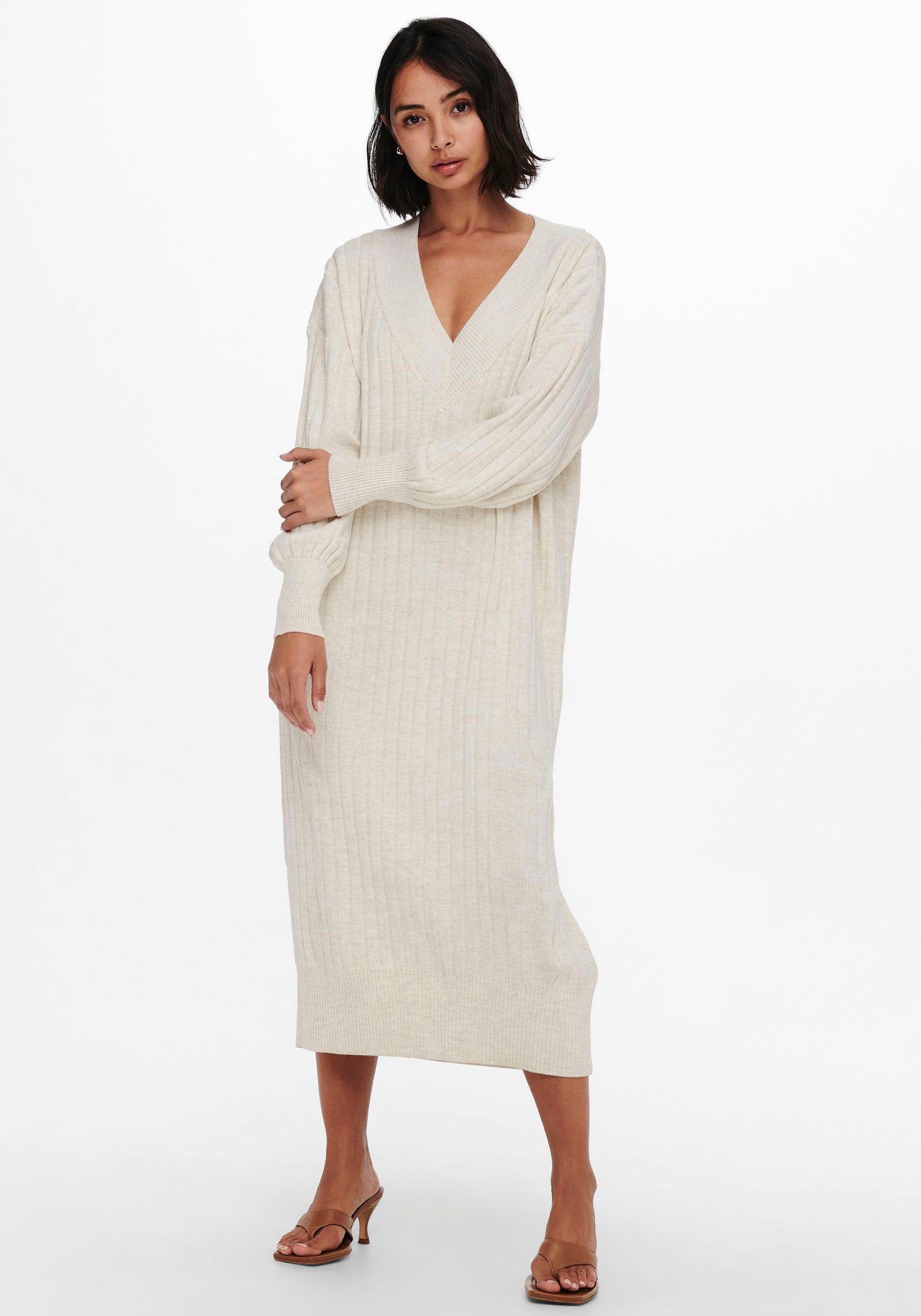 Only Gebreide jurk ONLNEW TESSA L/S MIDI V DRESS