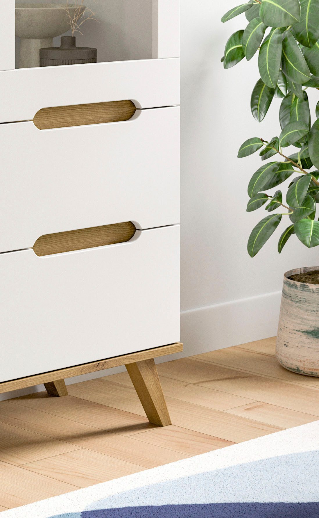 Home affaire Highboard Alesund, Hoogte 140 cm, 2 Deuren, 1 Lade, conische voet, Scandi-look