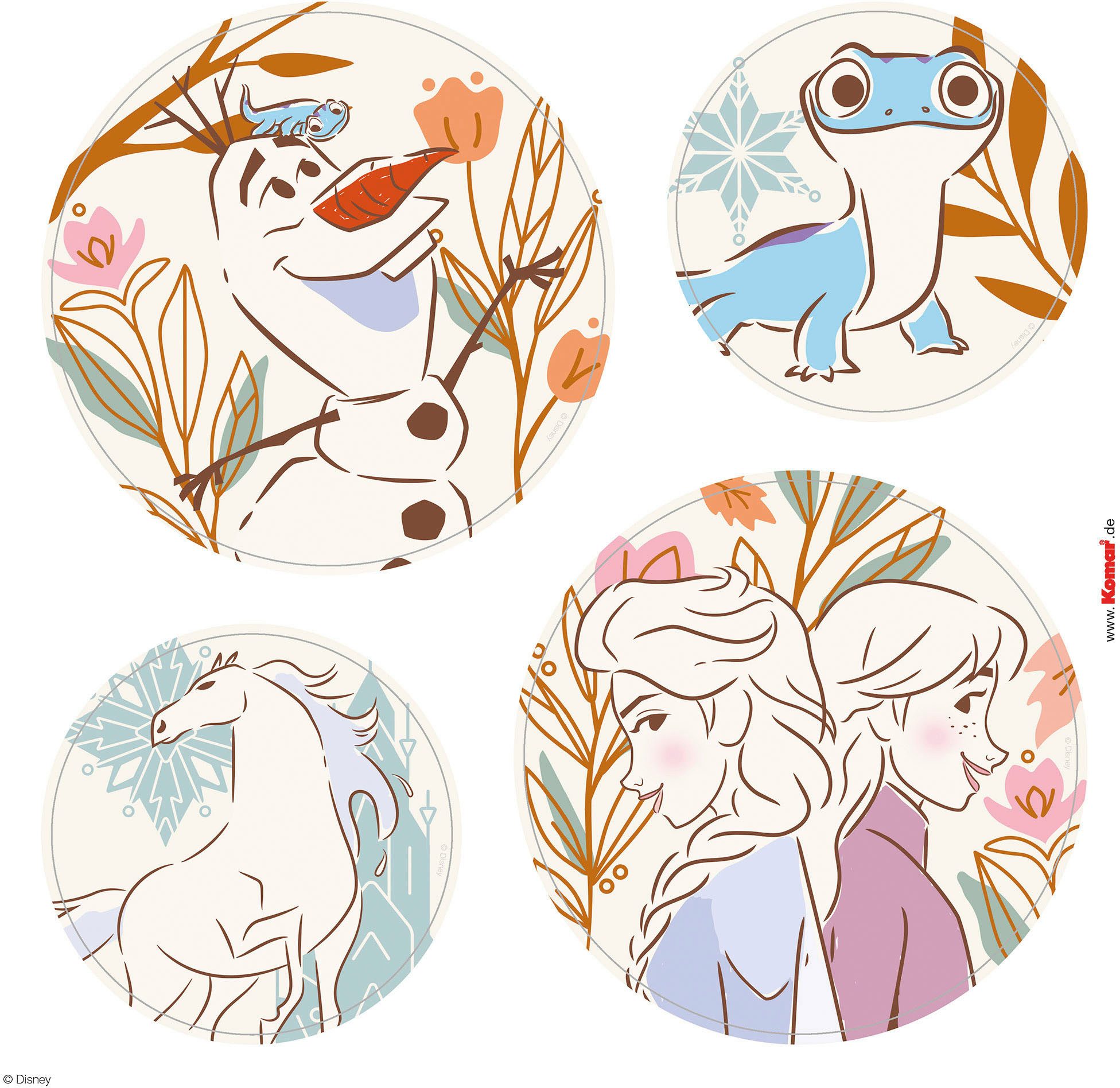 Komar Wandfolie Frozen Destiny - afm. 50 x 70 cm zelfklevend, wandstickers, kinderkamer (8-delig)