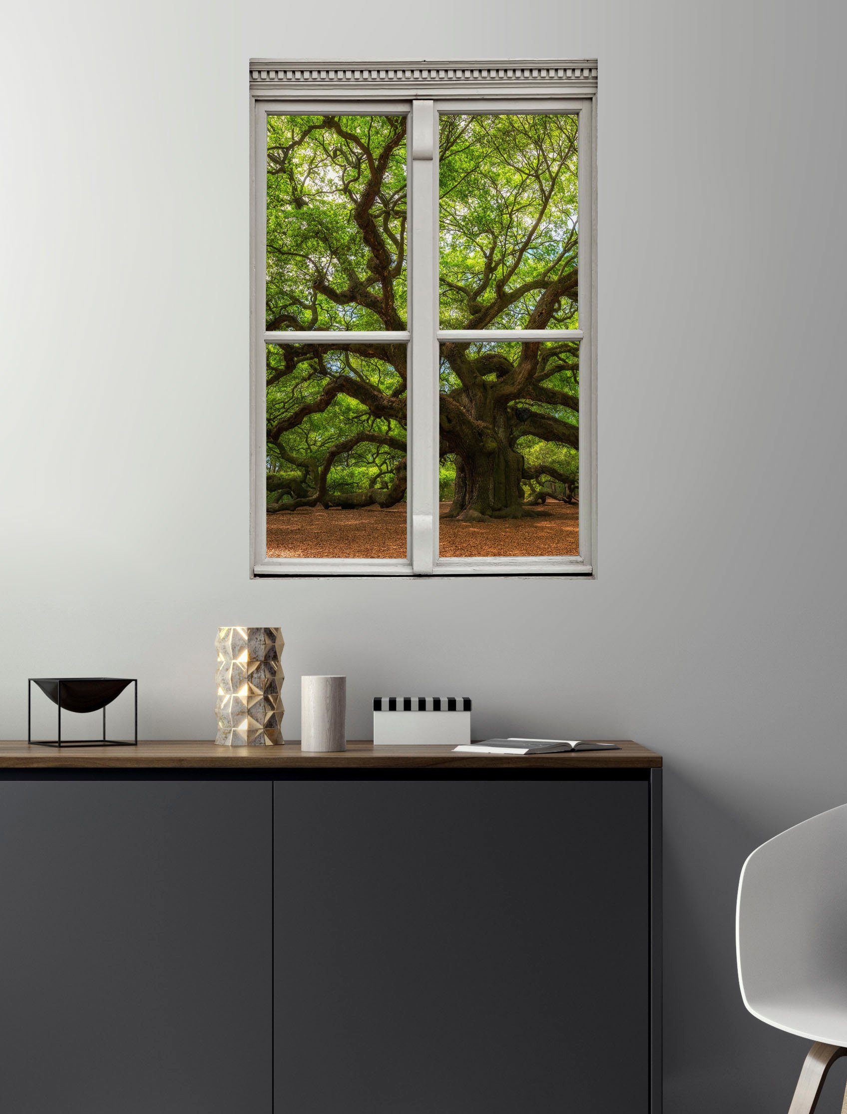 queence Wandfolie Boom Muursticker, muurdecoratie, zelfklevend, 3D, raam
