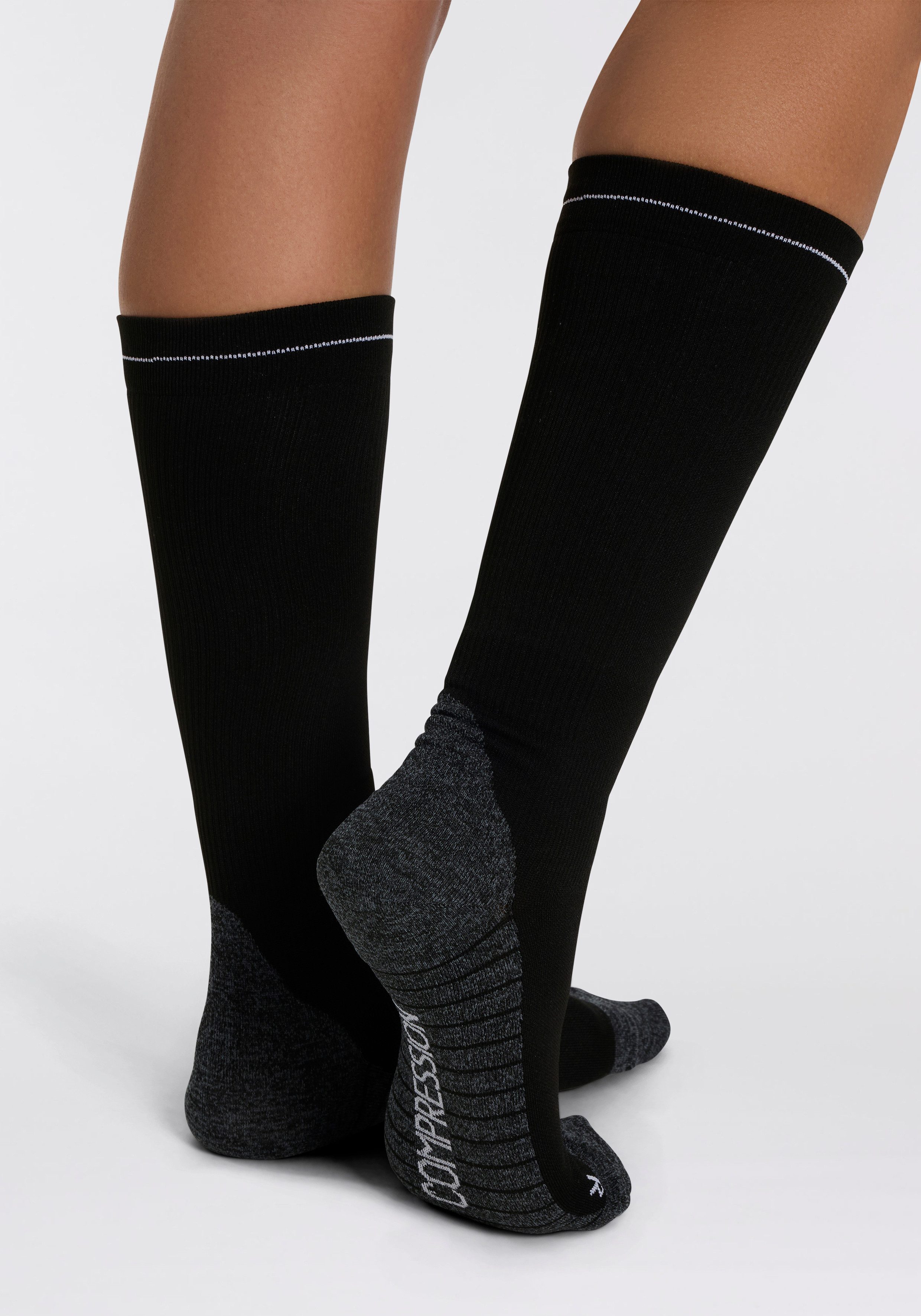 XTREME sockswear Compressiekousen Set van 2 met elastische ribstructuur (2 paar, 2)