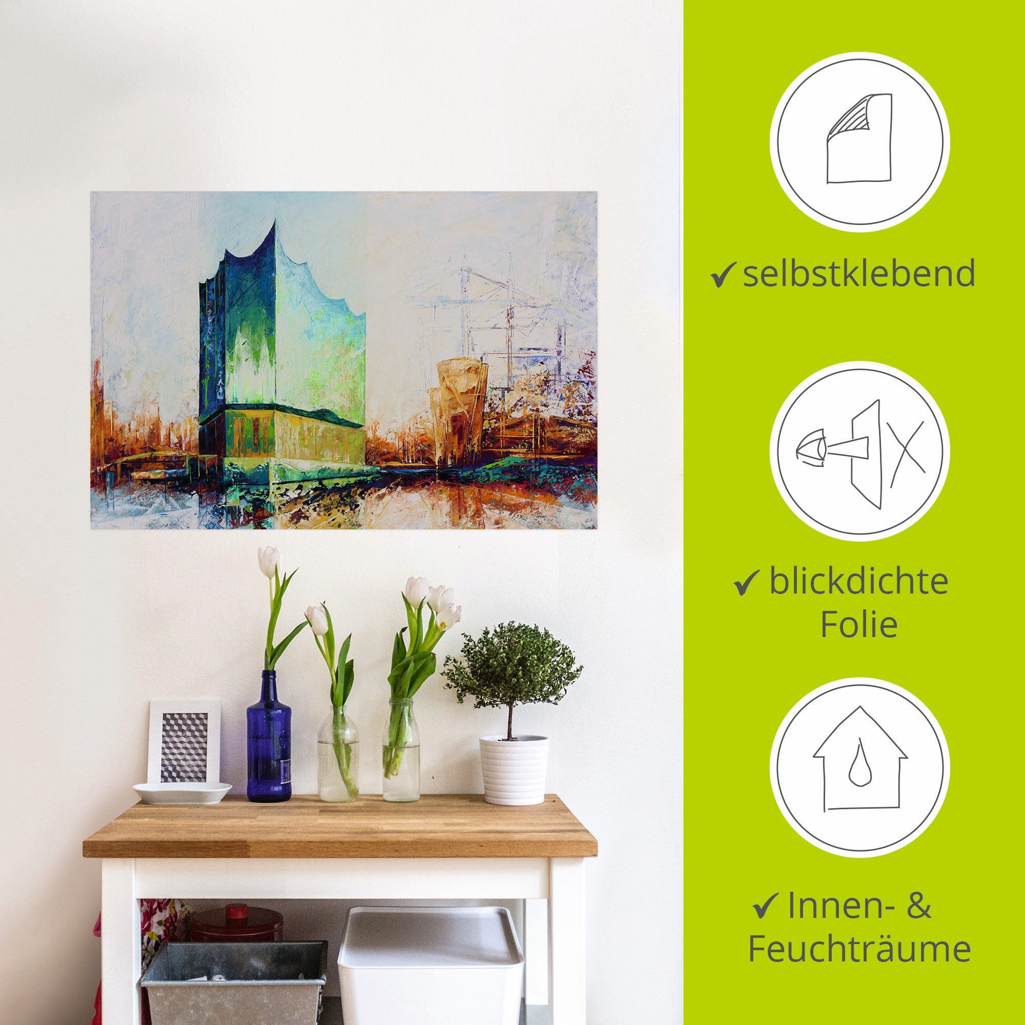 Artland Artprint Elbharmonie Hamburg als artprint op linnen, muursticker in verschillende maten