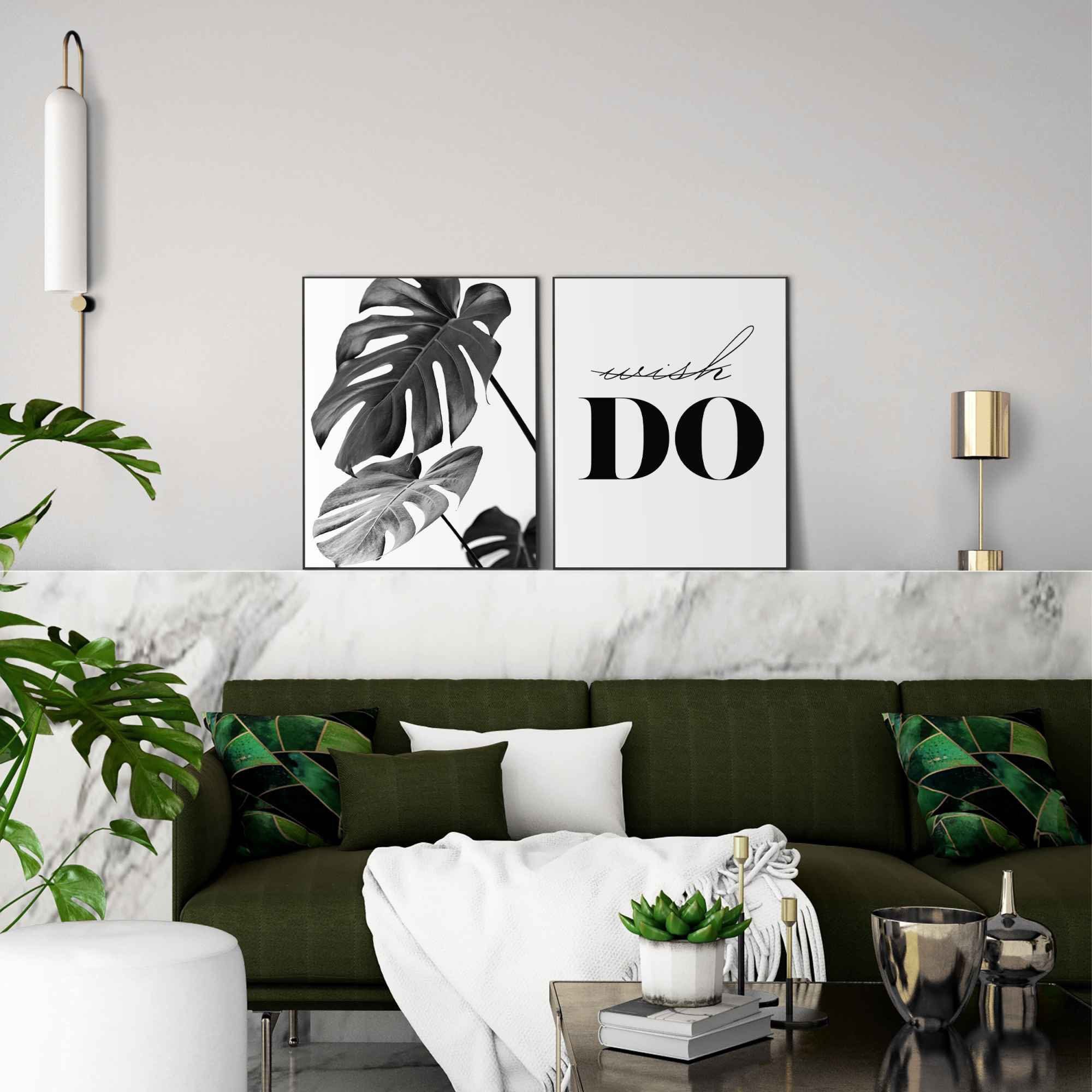 Reinders! Artprint Doen citaat - modern - botanisch - gatenplant (2-delig)