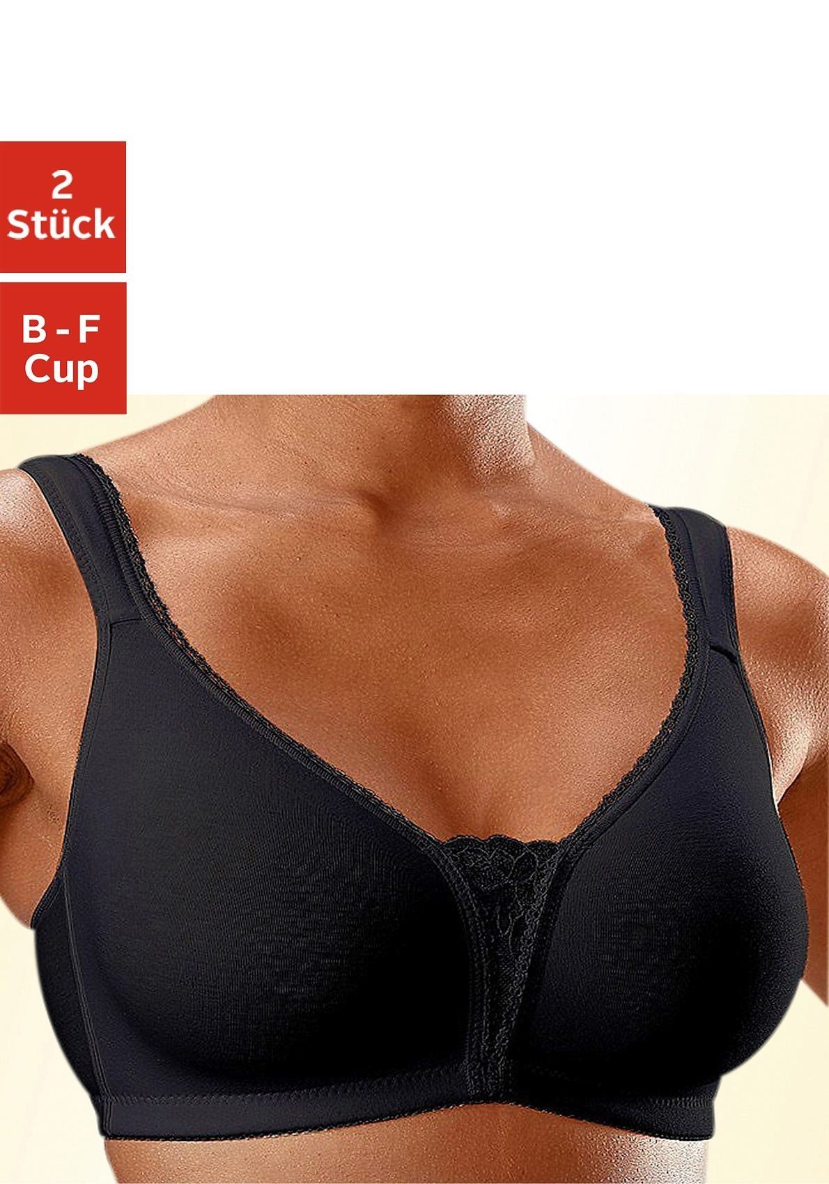 Petite fleur Soft-bh zonder beugels met kanten details (Set van 2) dames bh's zonder beugel maat 105 D zwart