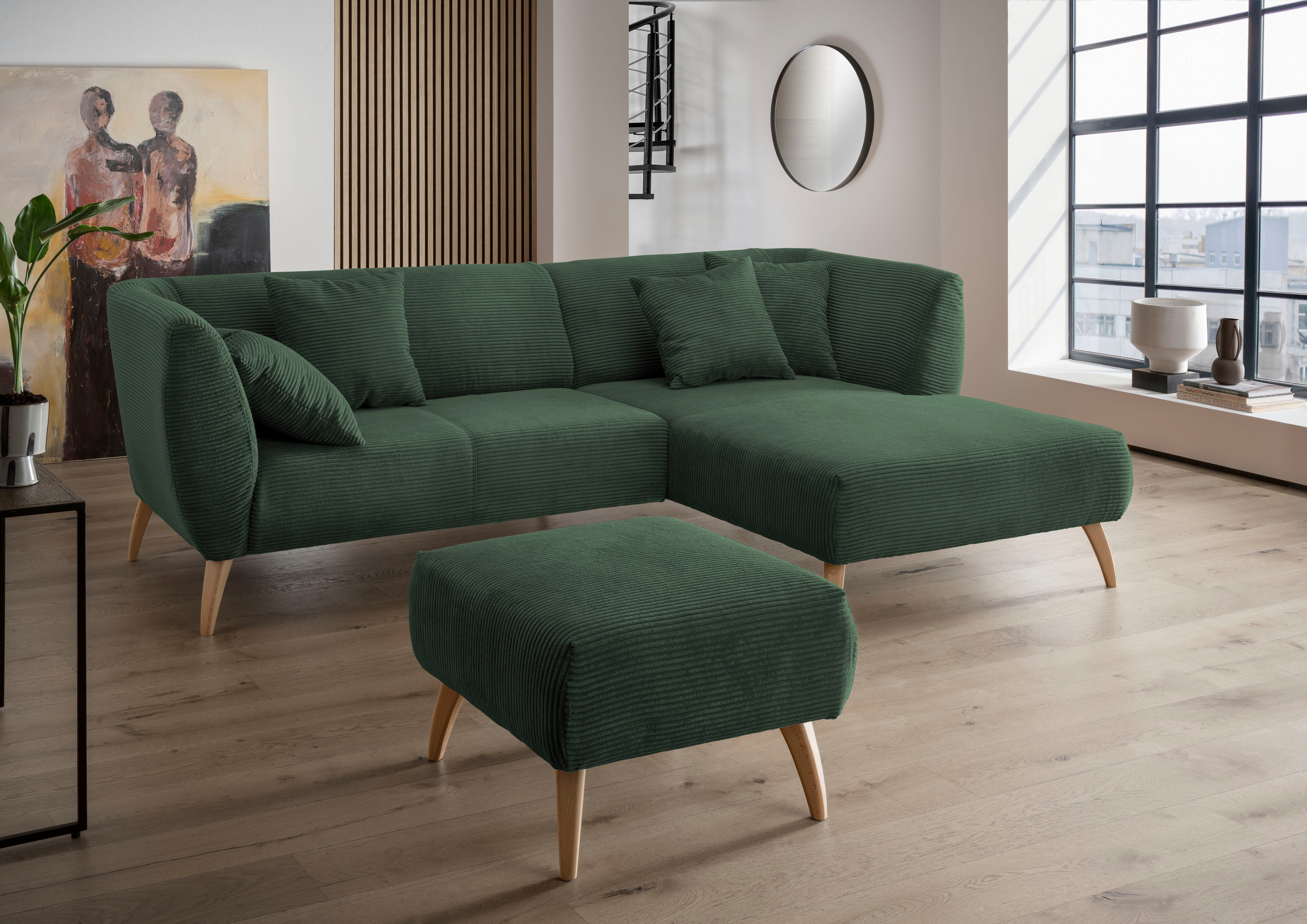 INOSIGN Hocker Colori Kleur houten poten naar keuze, verschillende stoffen, hoogwaardige stof