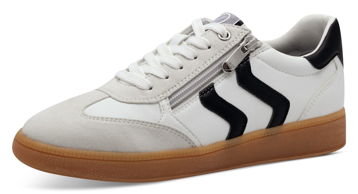 Marco Tozzi Plateausneakers vrijetijdsschoen, lage schoen, veterschoen met contrast bies