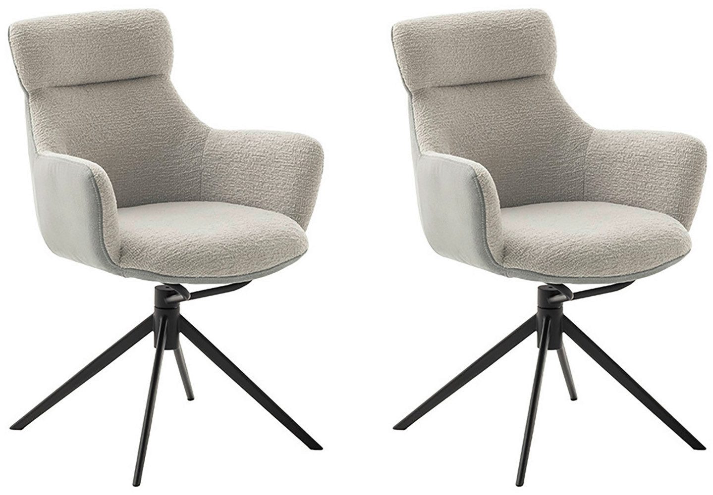 MCA furniture Eetkamerstoel (2-set), draaibaar 360°, draai- & schommelfunctie, zithoogte ca. 50 cm 4 poot stoelen grijs