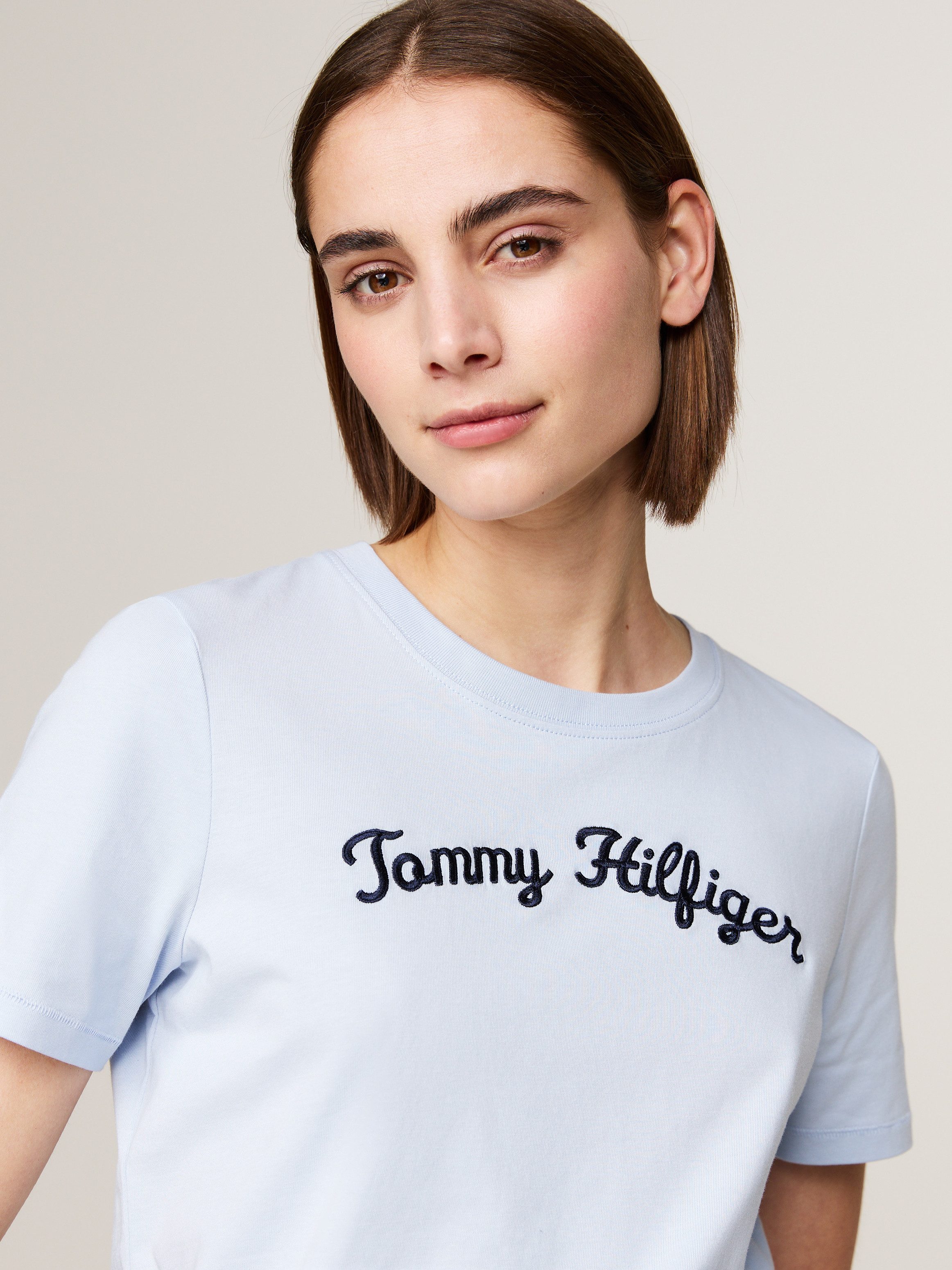 Tommy Hilfiger Shirt met korte mouwen REG SCRIPT C-NK SS met tommy hilfiger script-logo-opschrift